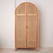 Navah Rattan and Teak Rounded Wardrobe gallery detail image