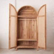 Navah Rattan and Teak Rounded Wardrobe gallery detail image