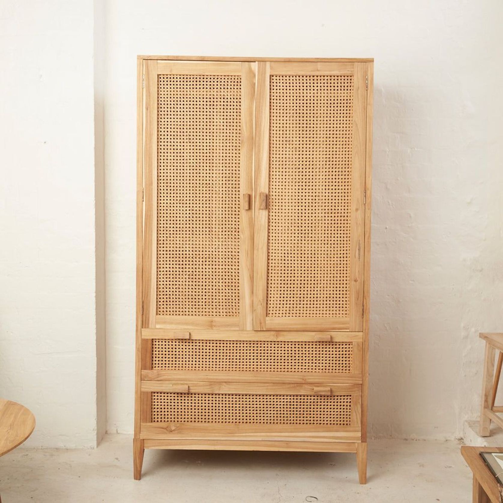 Nilsen Rattan and Teak Wardrobe gallery detail image