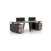 ARTO 4 people Back to Back Workstation 4 Cabinets 2.4M - Warm Oak & Black gallery detail image