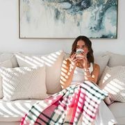 Ruanui Station Lambswool Throw - Pukehapua Pink Check gallery detail image