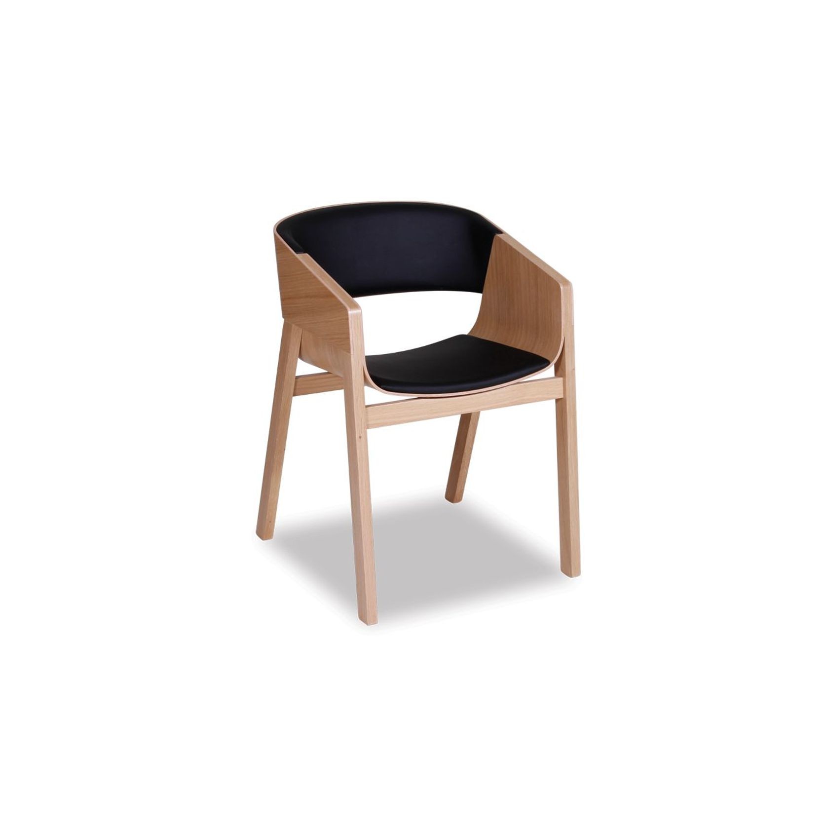 Merano Armchair - Natural Oak - Black Pad - by TON gallery detail image