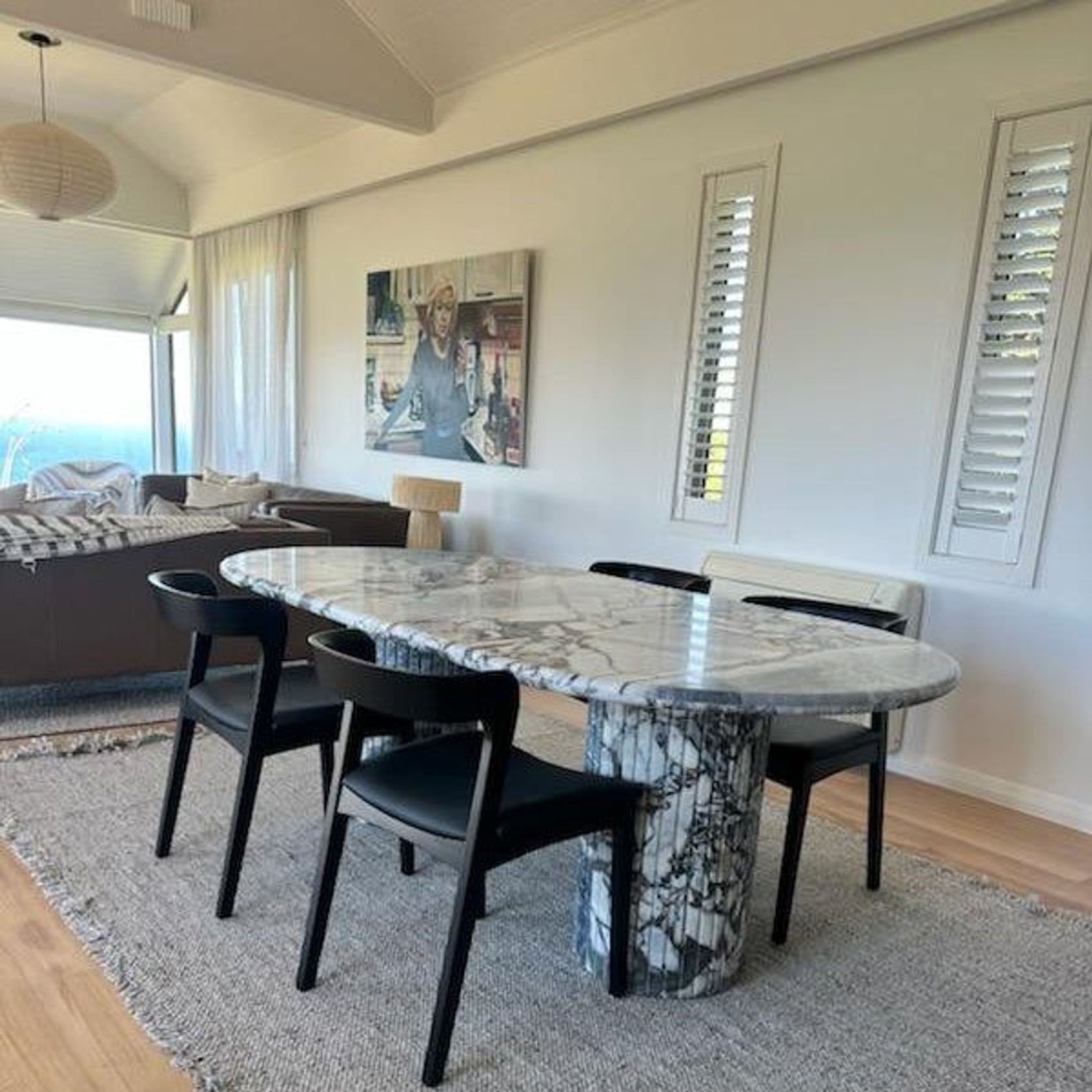 Fluted Oval Dining Table - Milky Blue gallery detail image