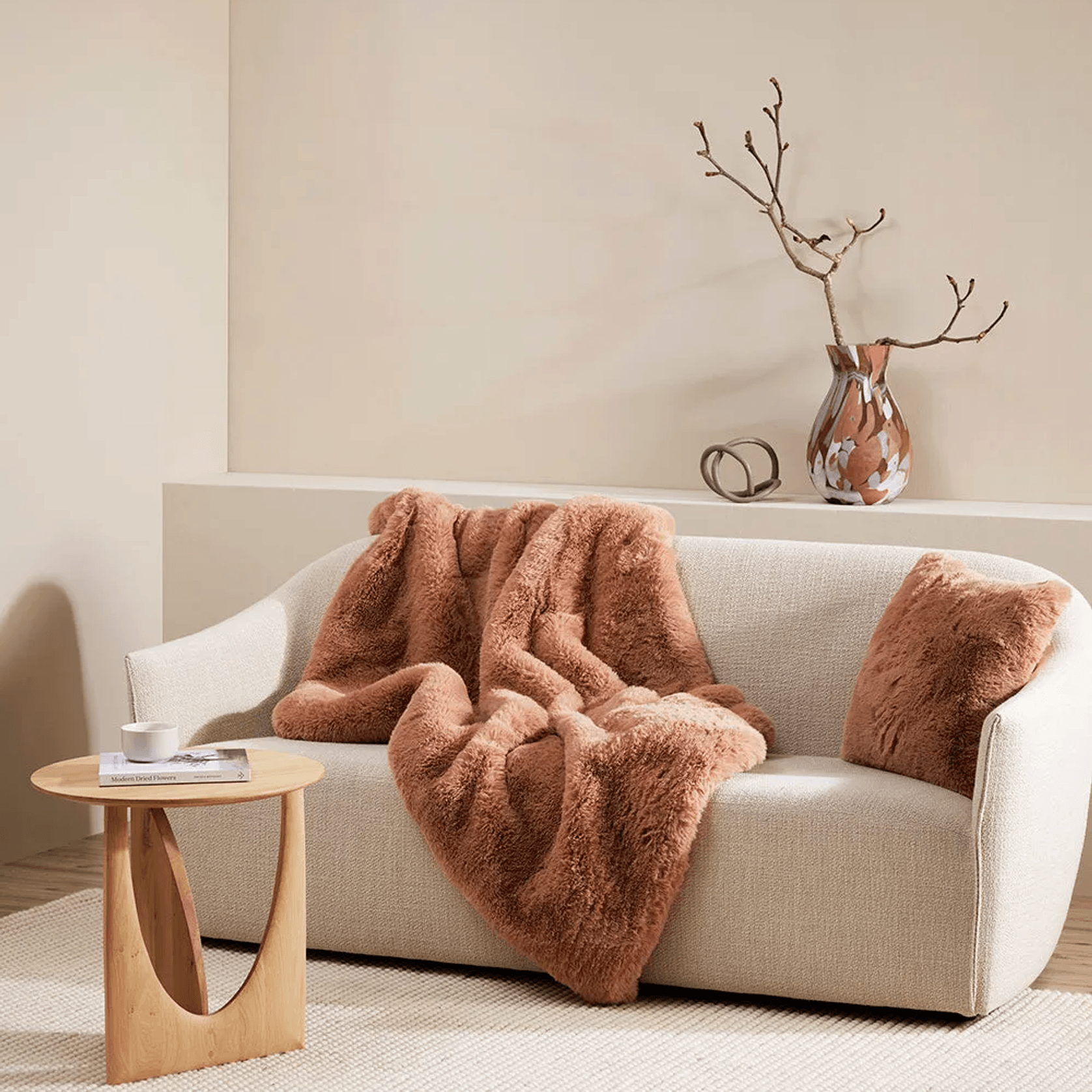 Pele Faux Fur Throw - Toasted Coconut | Baya gallery detail image