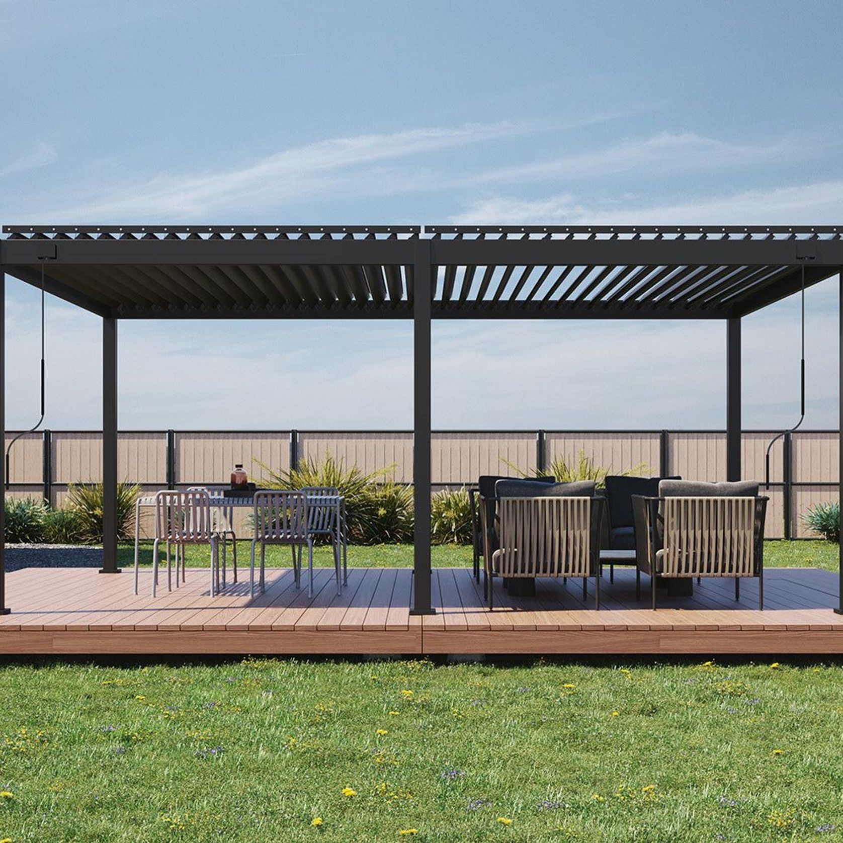 Baltic Manual Freestanding Louvre Roof Aluminium Pergola gallery detail image