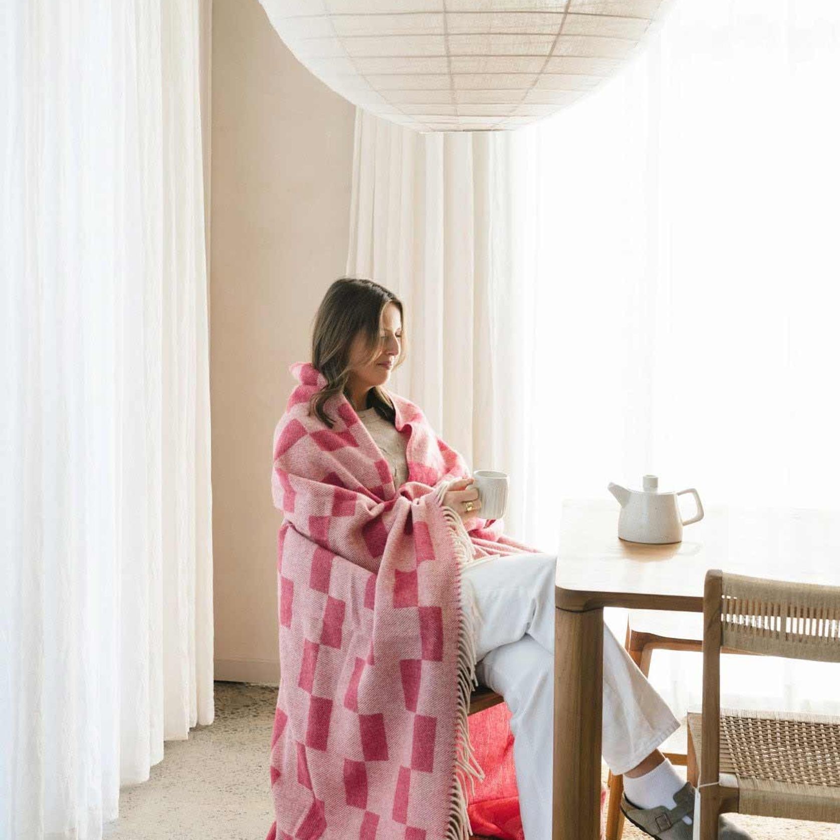 Ruanui Station Lambswool Throw - Rakatunga Raspberry gallery detail image