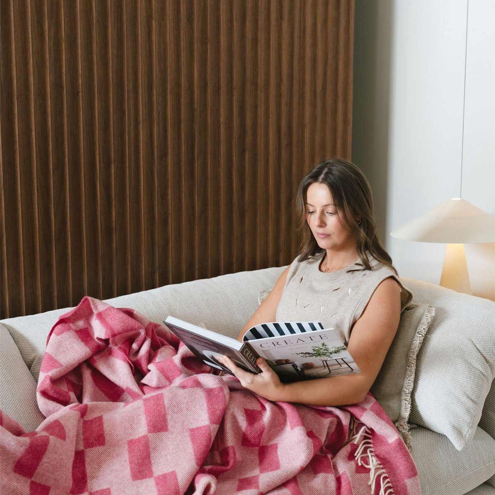 Ruanui Station Lambswool Throw - Rakatunga Raspberry gallery detail image