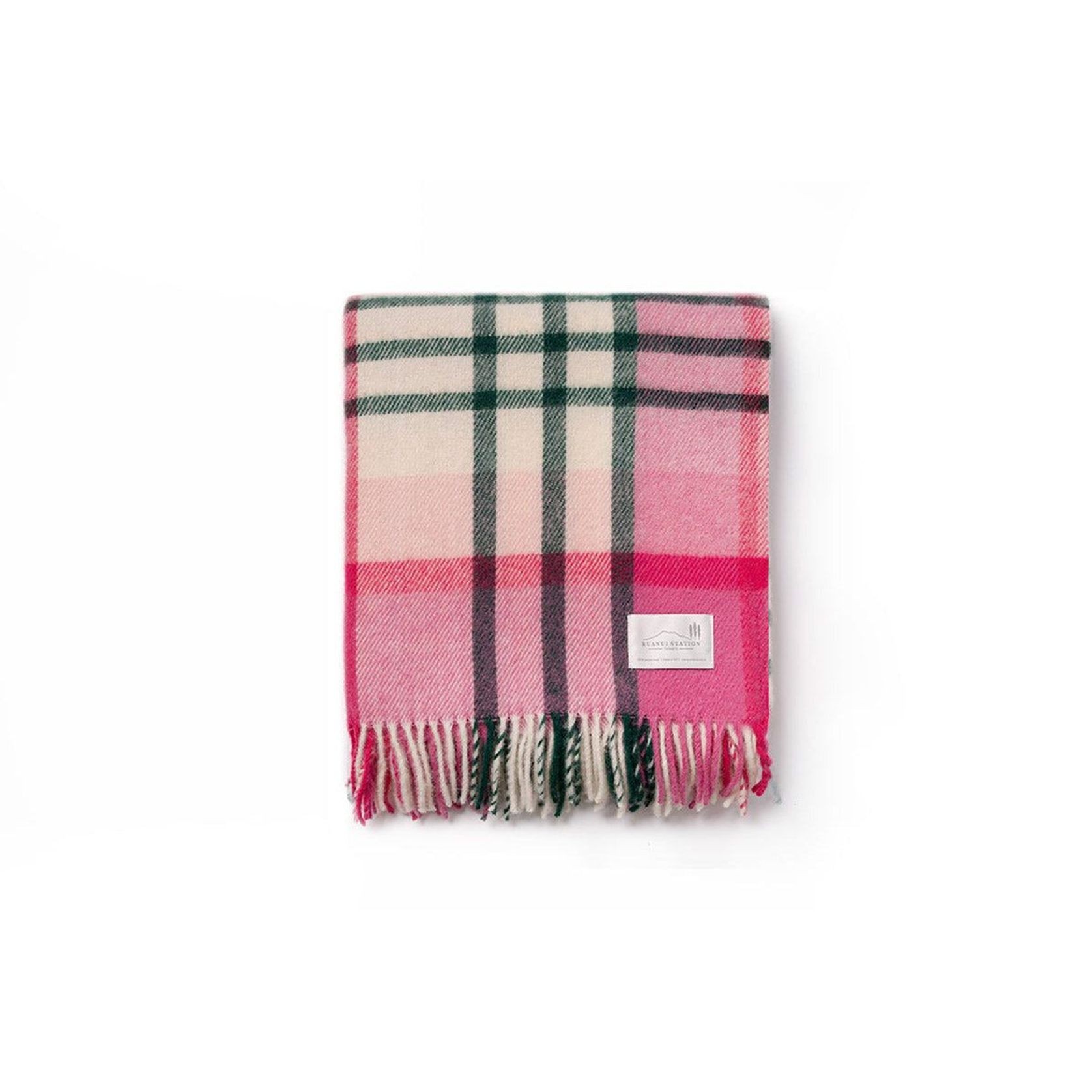 Ruanui Station Lambswool Throw - Pukehapua Pink Check gallery detail image