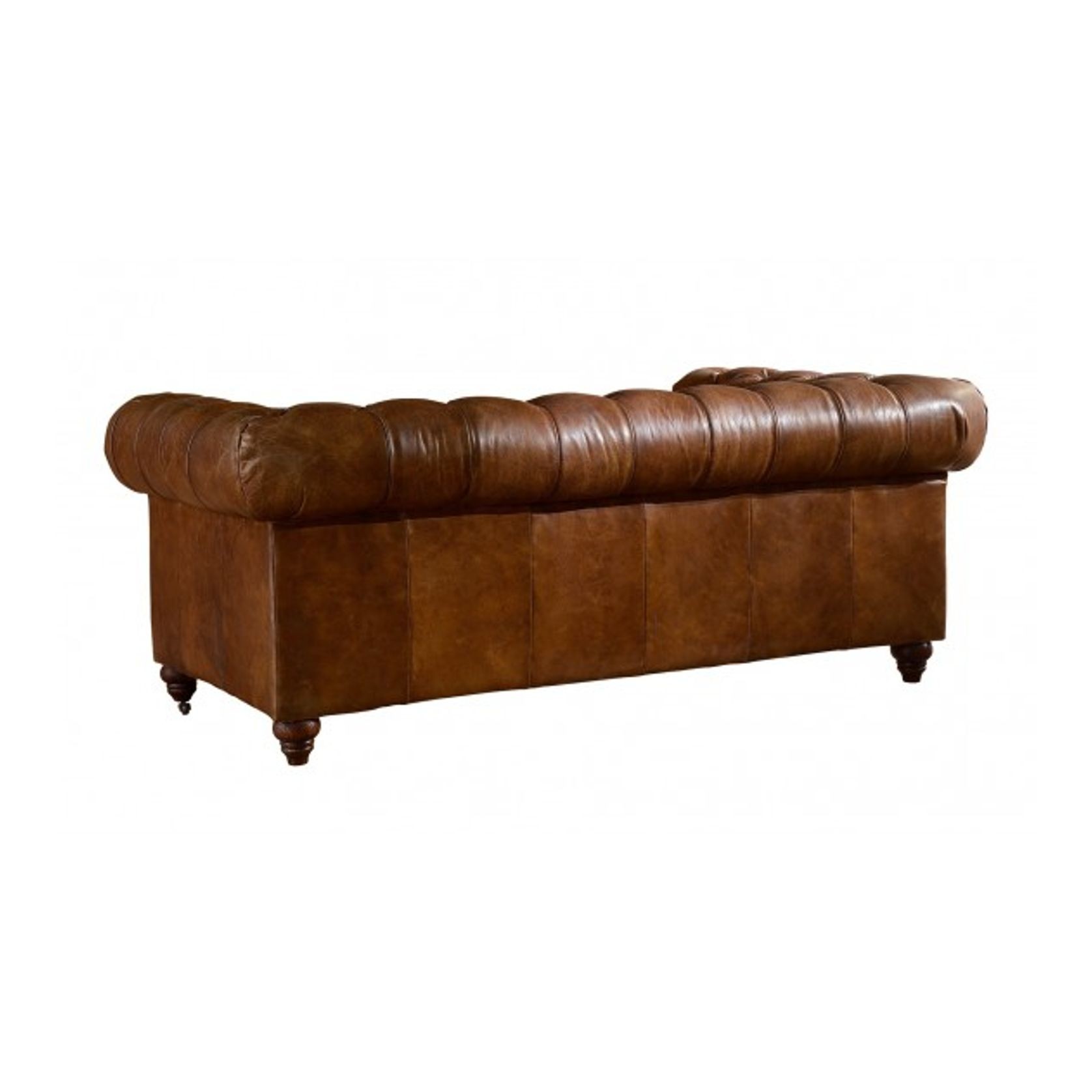 Winston Three Seat Classic Vintage Leather Chesterfield Lounge - Camel Brown gallery detail image