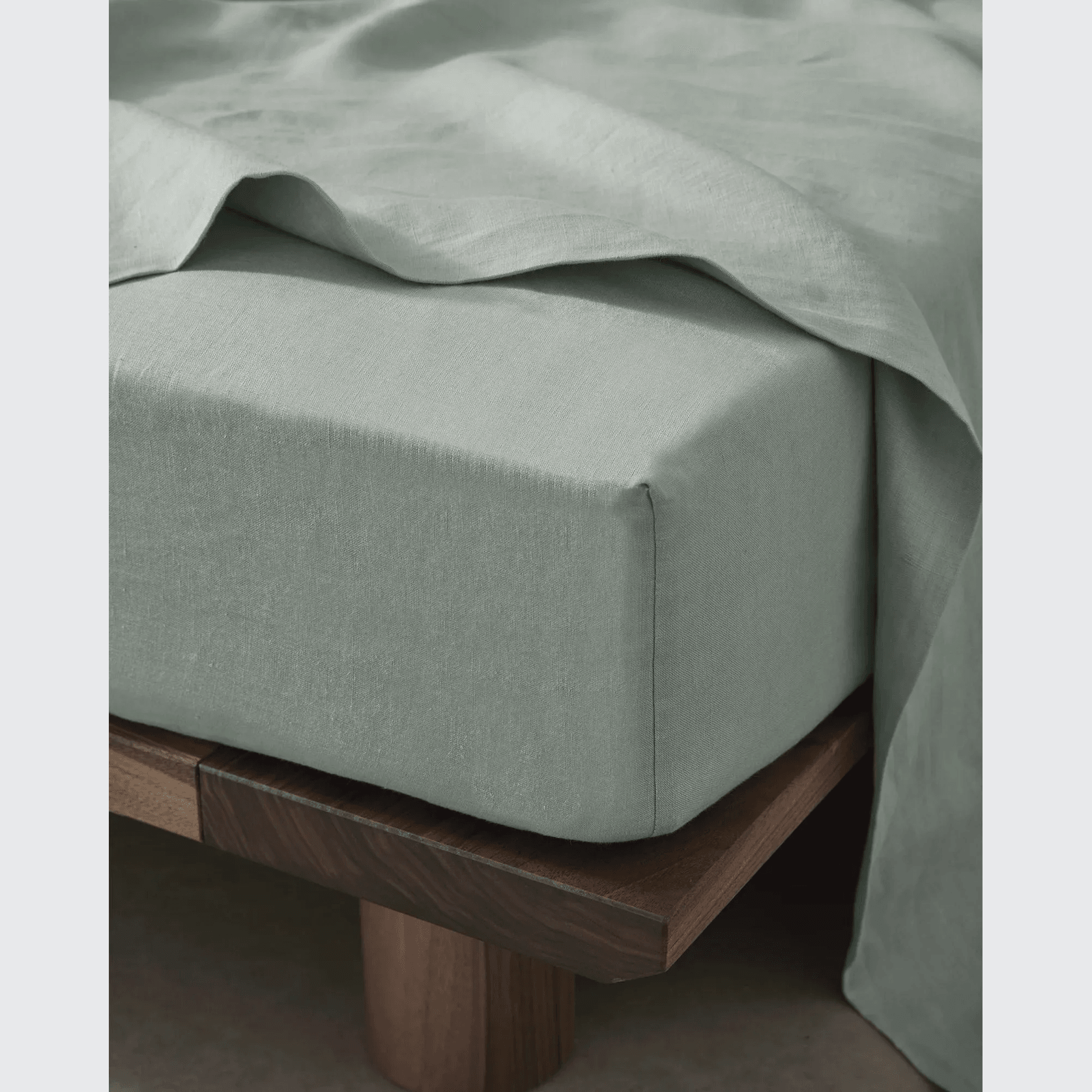 Ravello Linen Fitted Sheet - Sage  | Weave Home Bed Linen gallery detail image