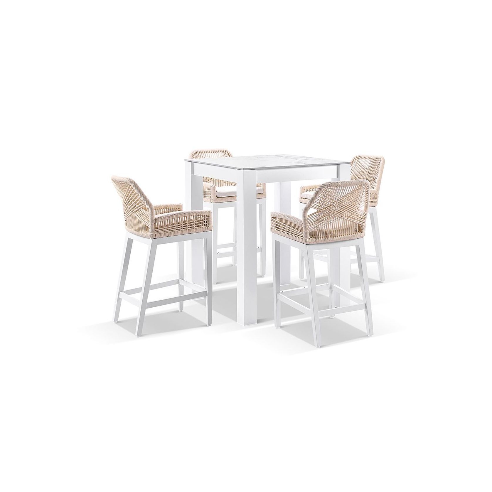 Santorini Square Aluminium Bar Table Stools | White gallery detail image