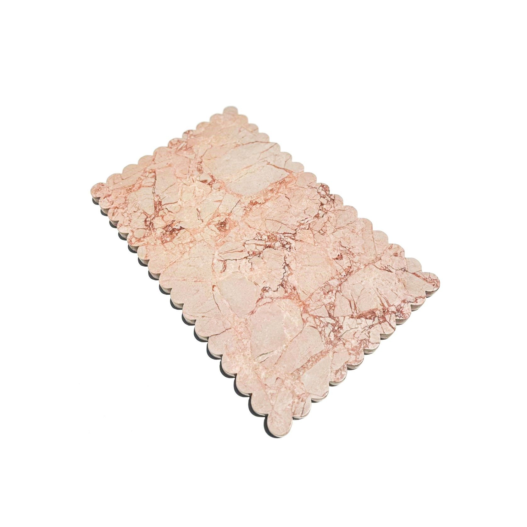 Scalloped Edge Rectangle Tray - Pearl Pink Blush Marble gallery detail image