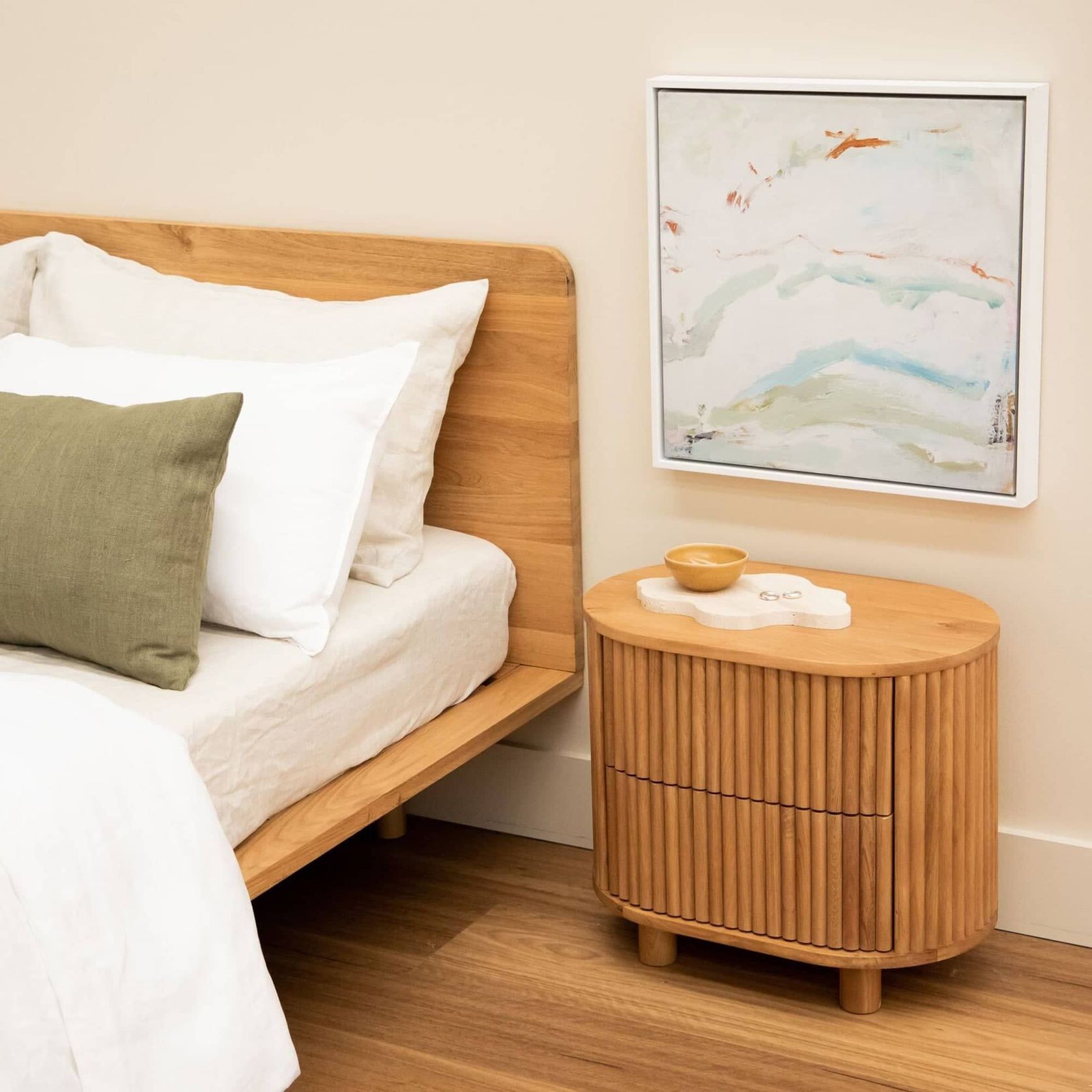 Serene King Bed - Oak gallery detail image