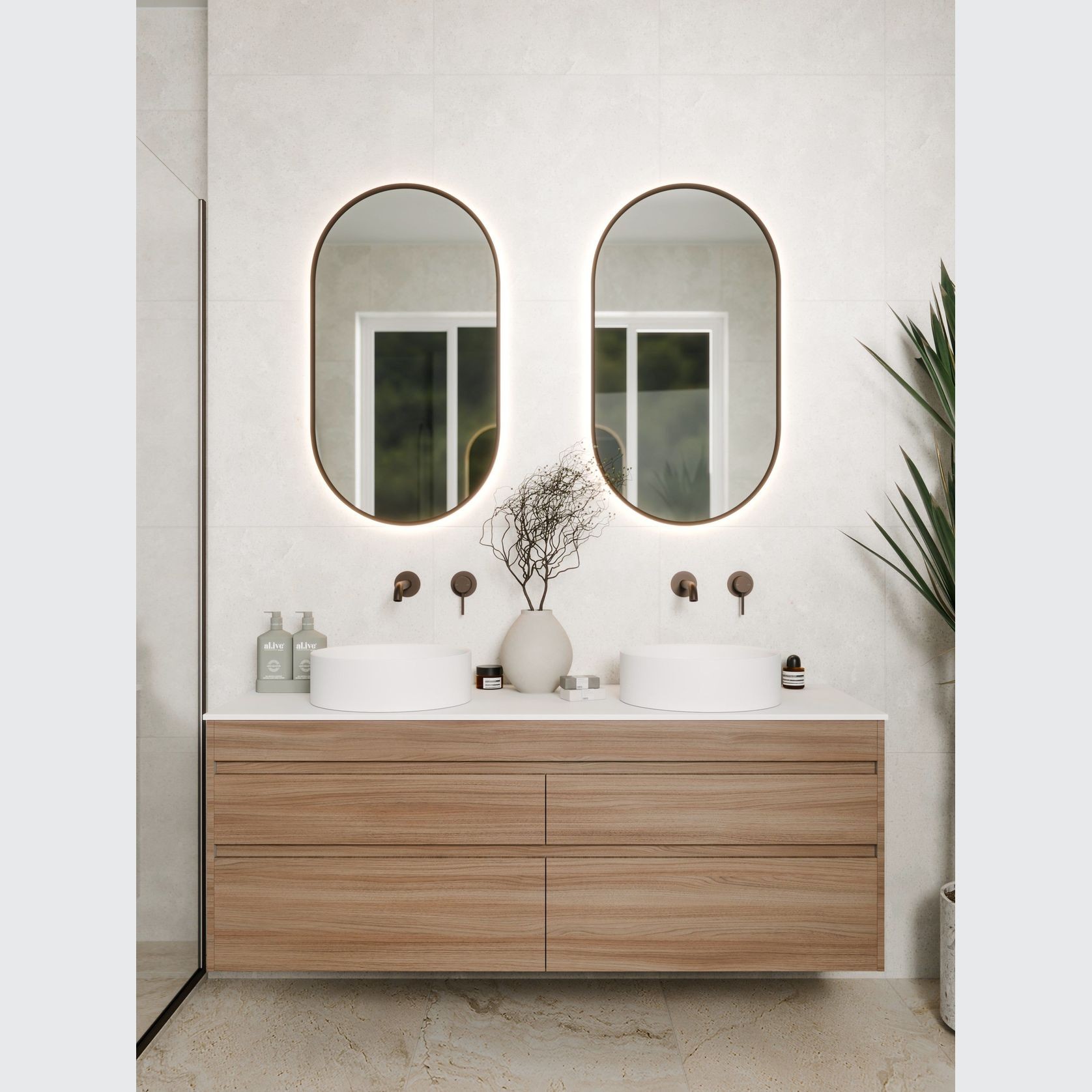 Code Luxe 1500 Wall Hung Double Basin Vanity | 4 Drawer gallery detail image