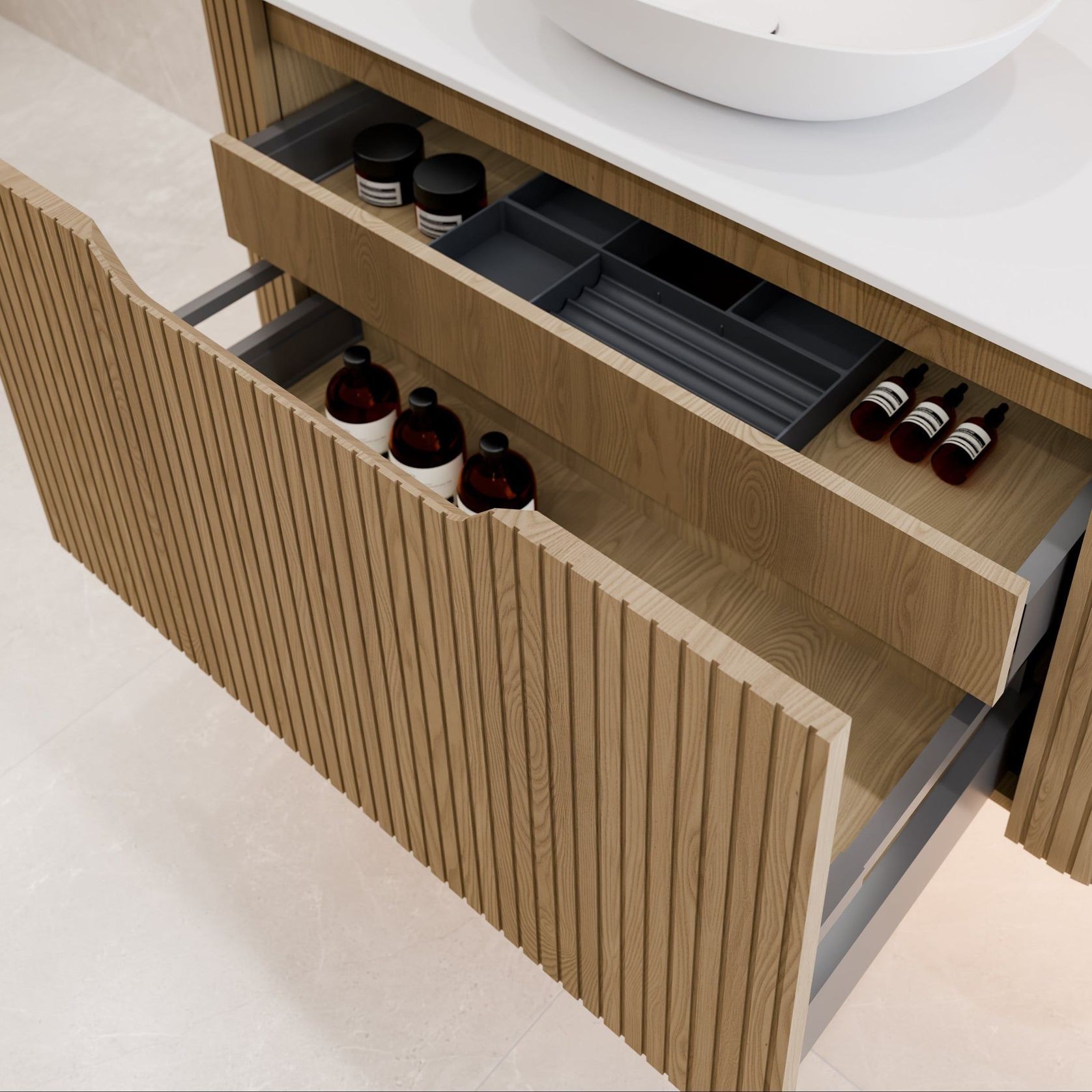 Aria 1500 Double Basin Wall Hung Vanity | Inset Basin gallery detail image