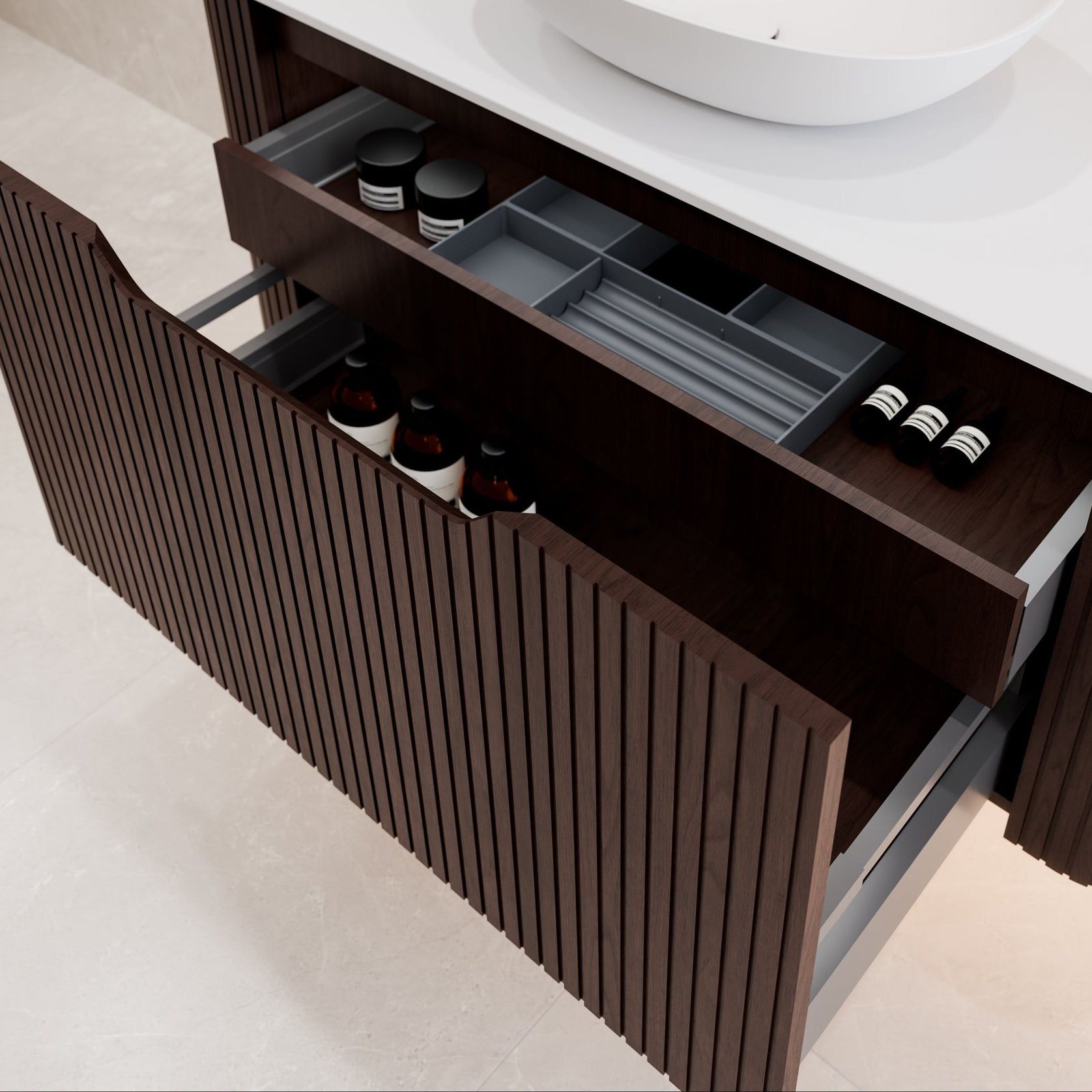 Aria 1500 Double Basin Wall Hung Vanity | Inset Basin gallery detail image