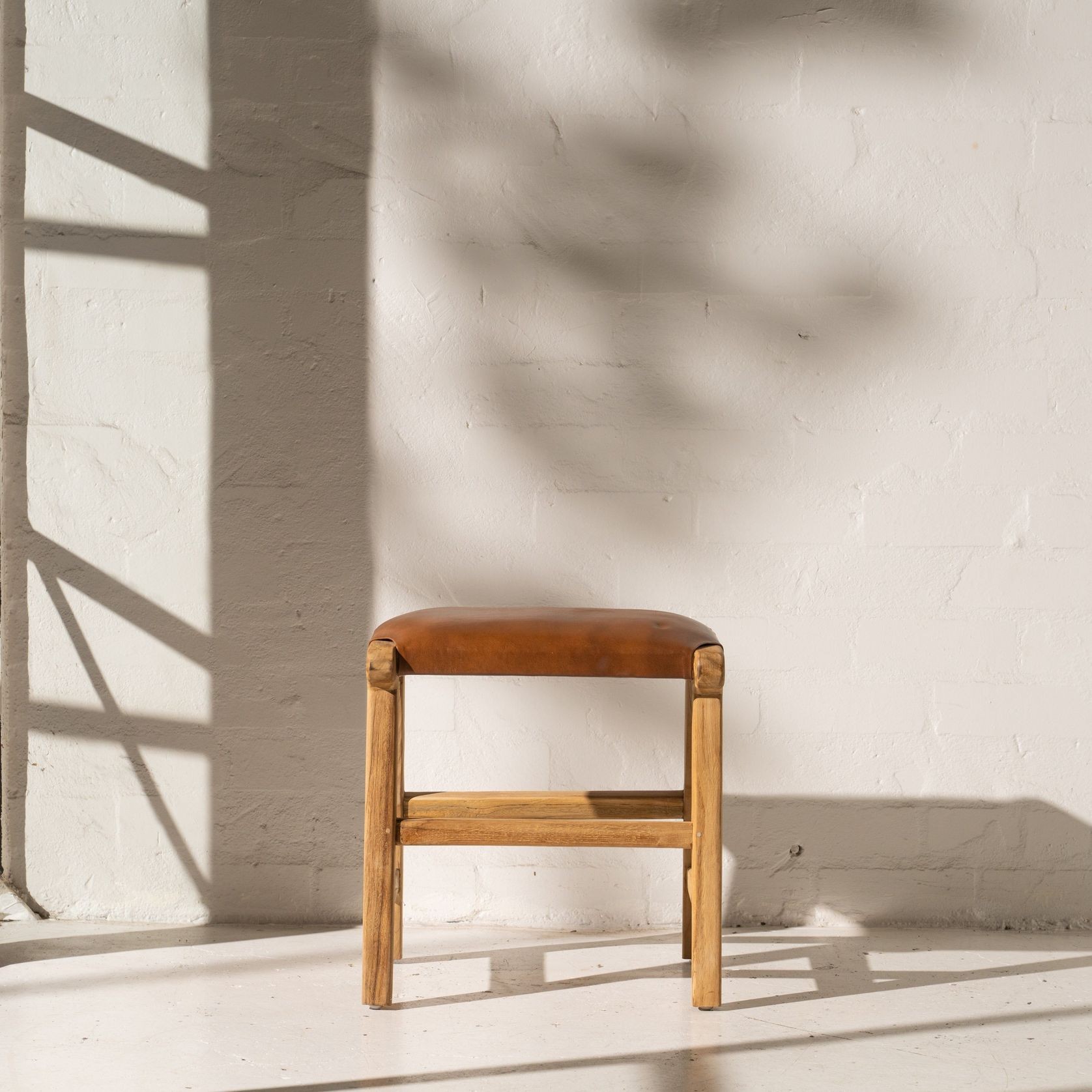 Sofija Leather Cushioned Footstool gallery detail image