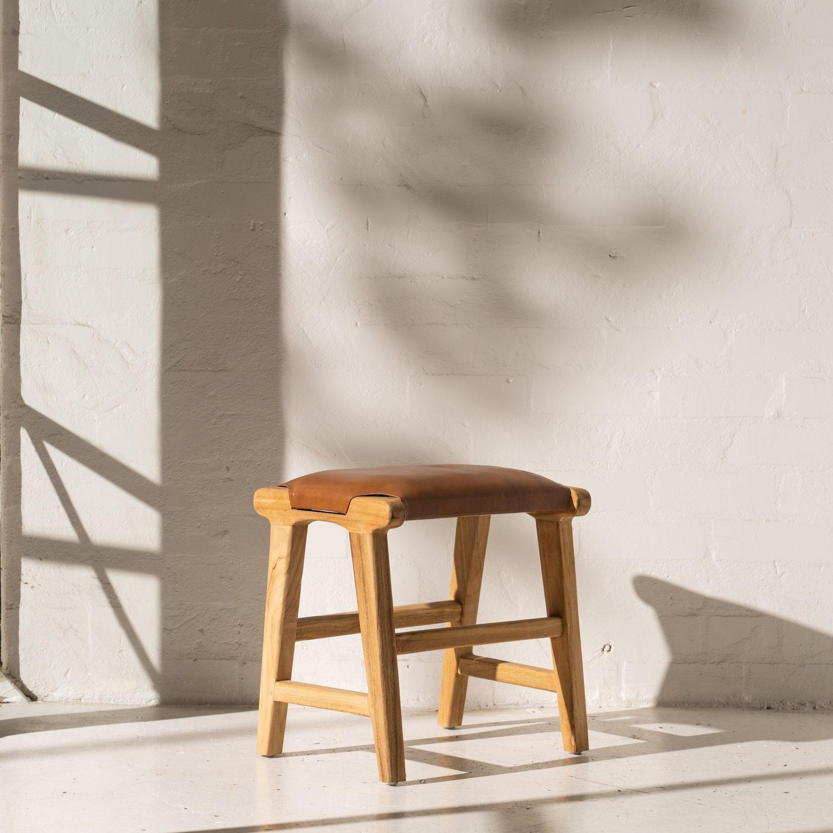 Yana Leather Footstool gallery detail image