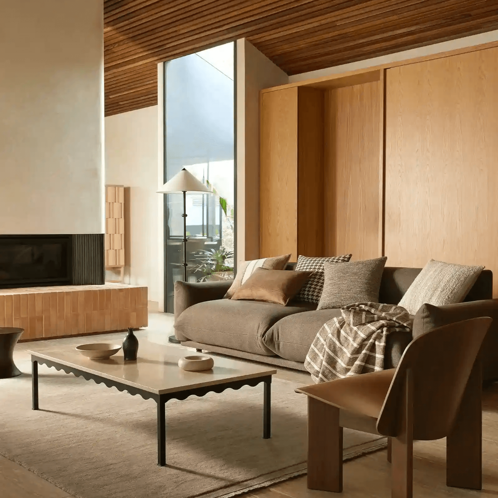 Weave Home Giovanni Cushion - Cocoa | Bouclé Houndstooth gallery detail image