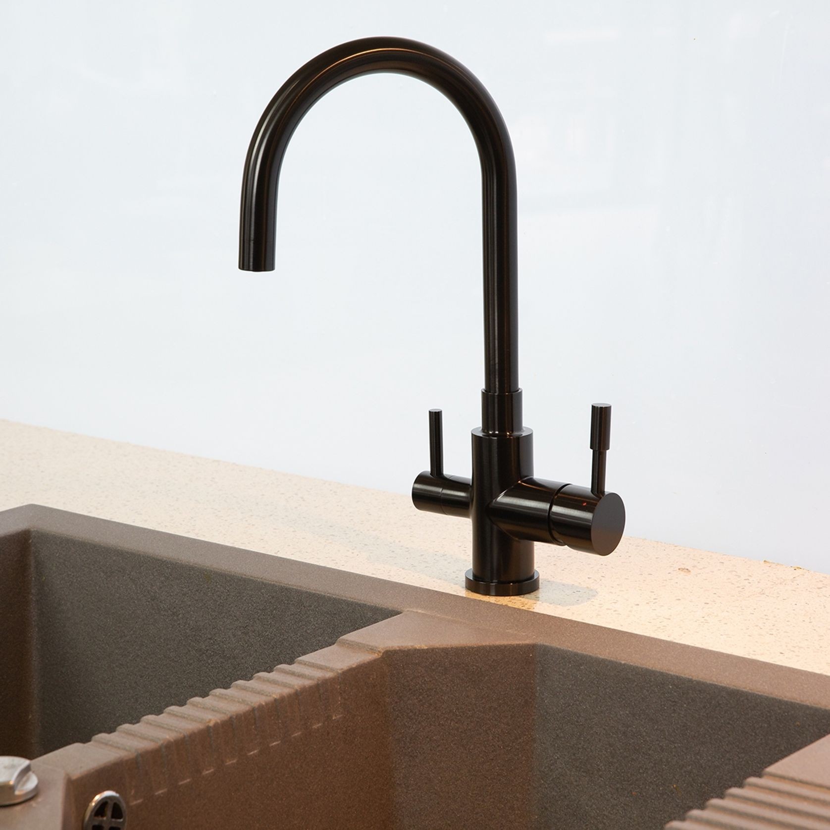 Otto - Stainless Steel Kitchen Mixer Tap with Filtered Water Outlet - Satin Black Finish gallery detail image