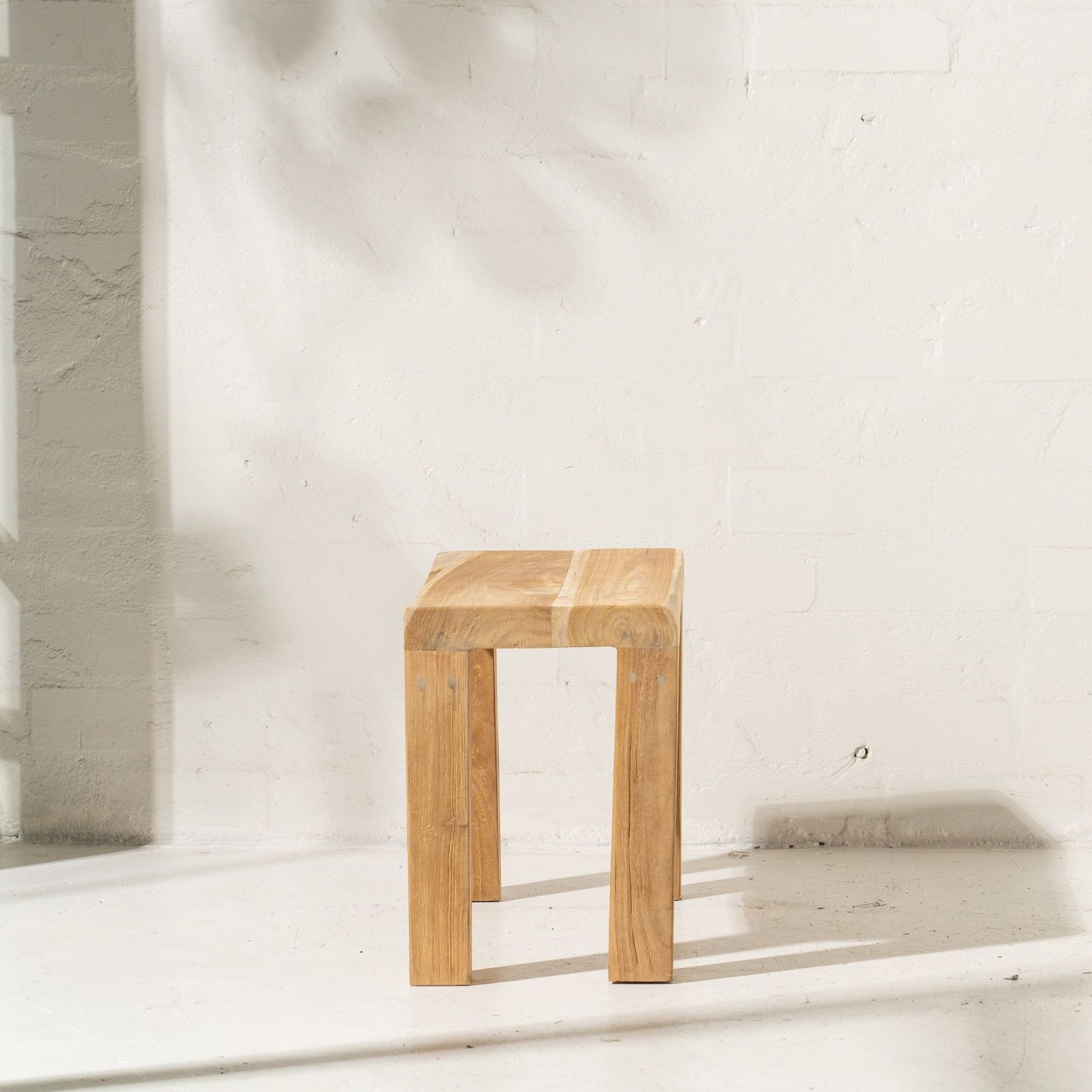 Talib Curved Stool in Rustic Finish gallery detail image