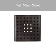 Centre Square Floor Waste - Tetra Square Holes - Stainless Steel - Matte Black gallery detail image