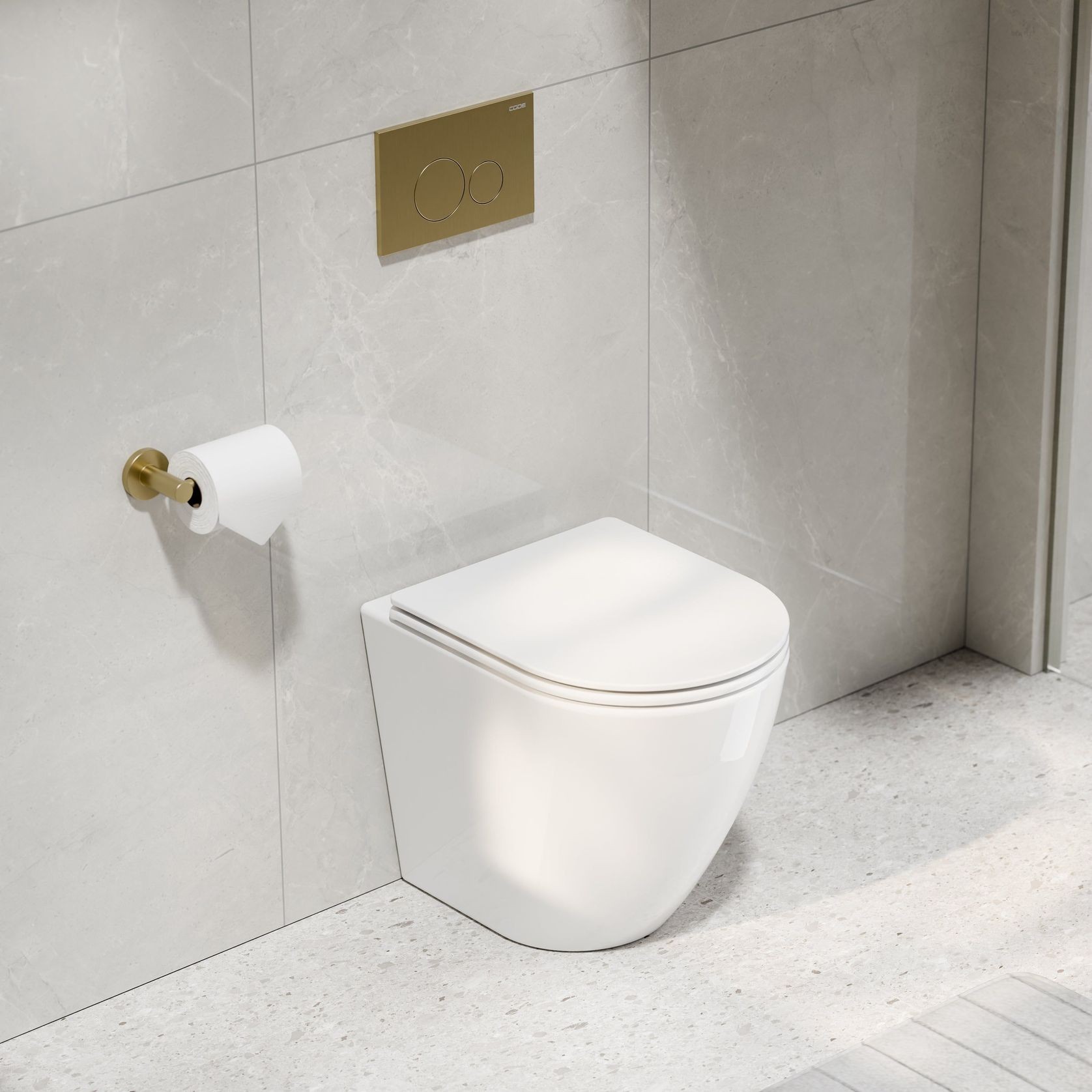 Flow Typhoon Inwall Toilet Suite | Brushed Brass Btn gallery detail image