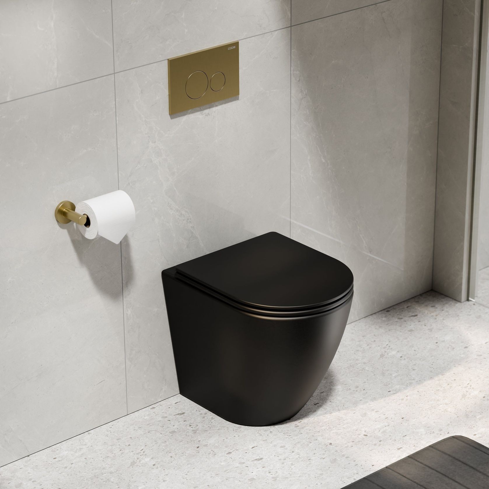 Flow Typhoon Inwall Toilet Suite | Brushed Brass Btn gallery detail image