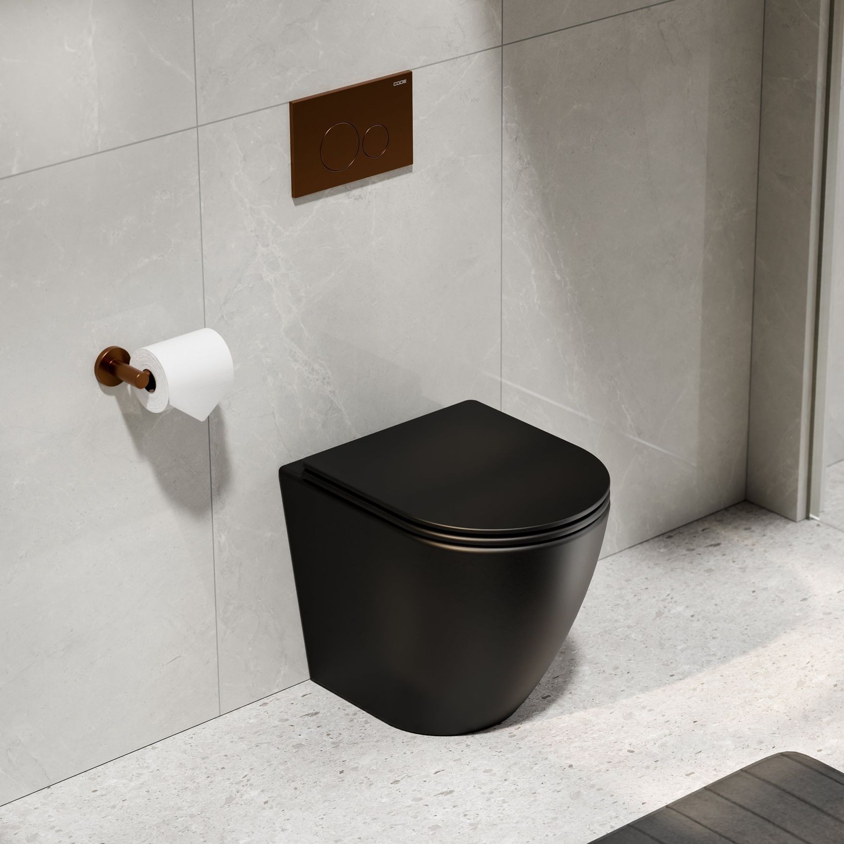 Flow Typhoon Inwall Toilet Suite | Brushed Copper Btn gallery detail image