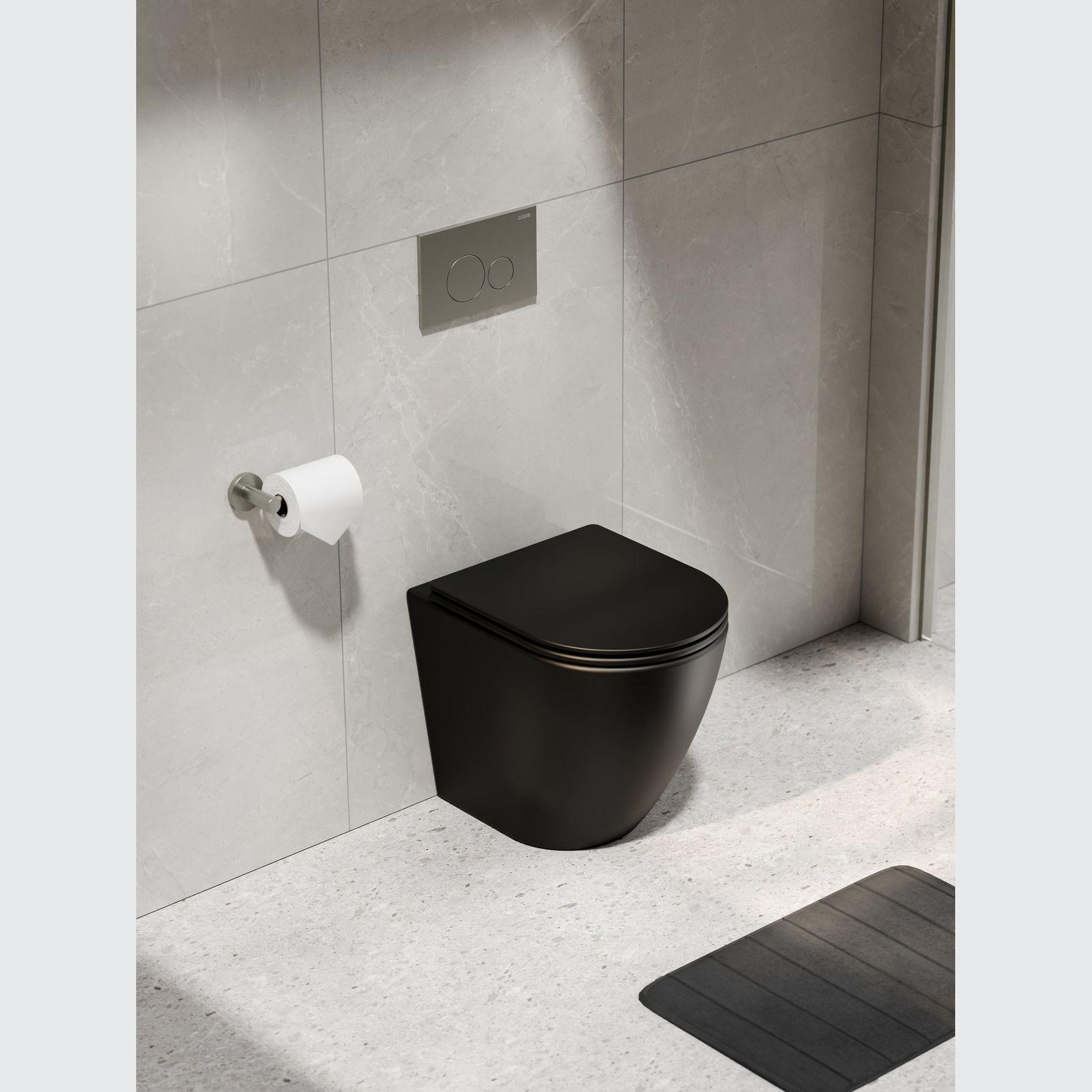 Flow Typhoon Inwall Toilet Suite | Brushed Nickel Btn gallery detail image
