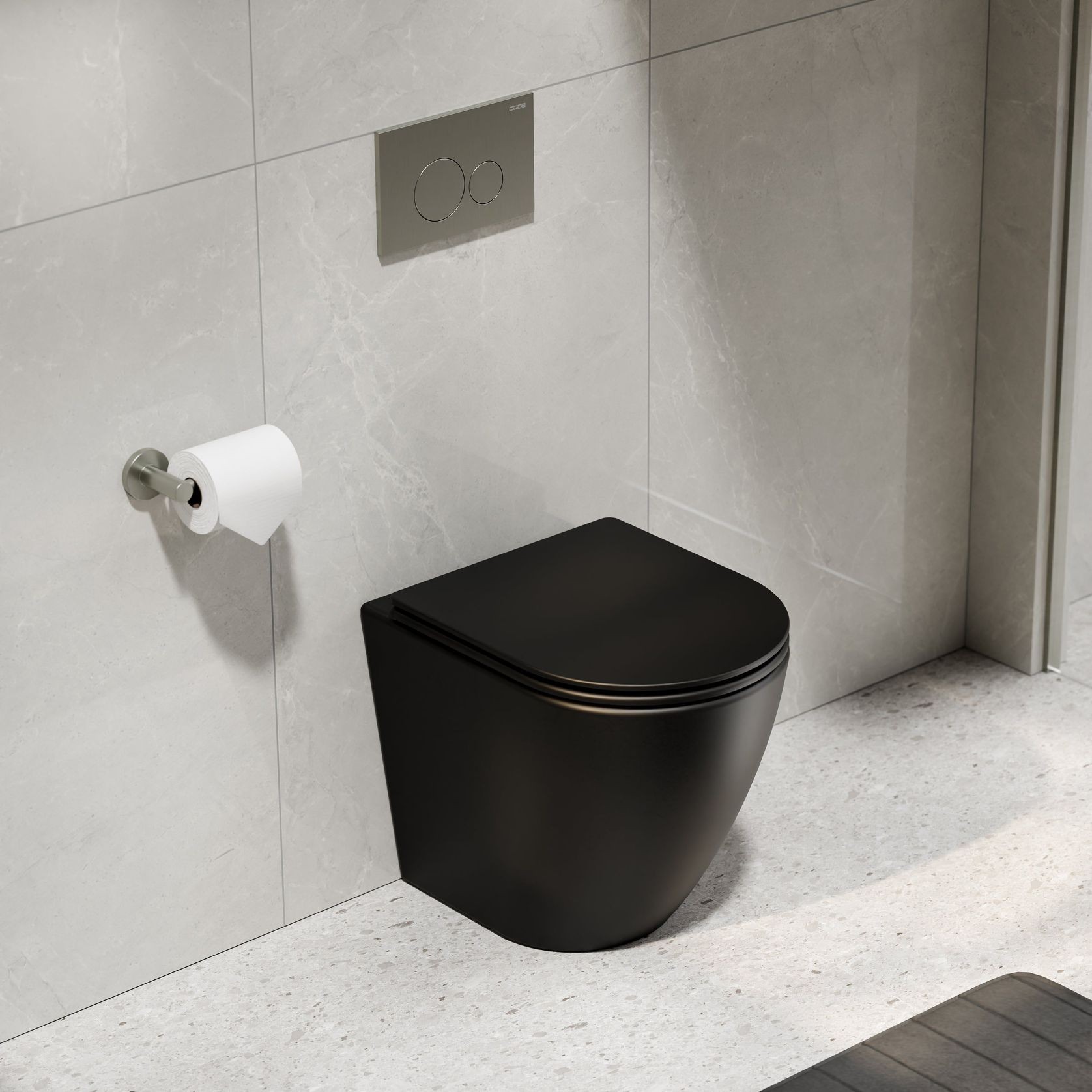 Flow Typhoon Inwall Toilet Suite | Brushed Nickel Btn gallery detail image