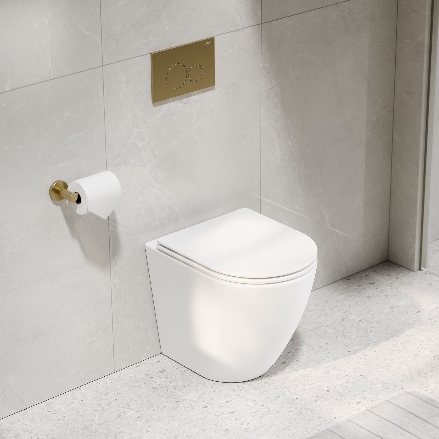 Flow Typhoon Inwall Toilet Suite | Brushed Brass Btn gallery detail image