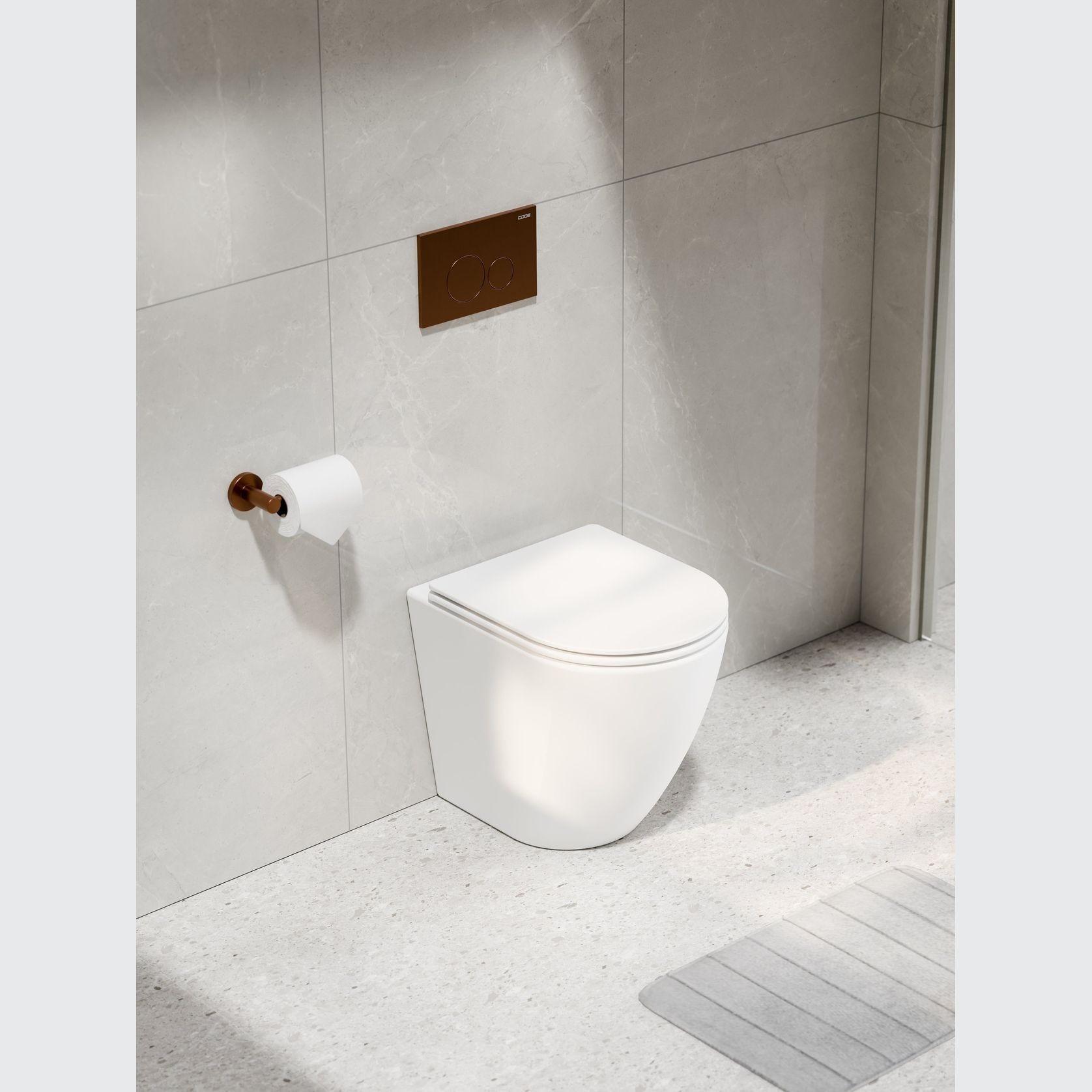 Flow Typhoon Inwall Toilet Suite | Brushed Copper Btn gallery detail image