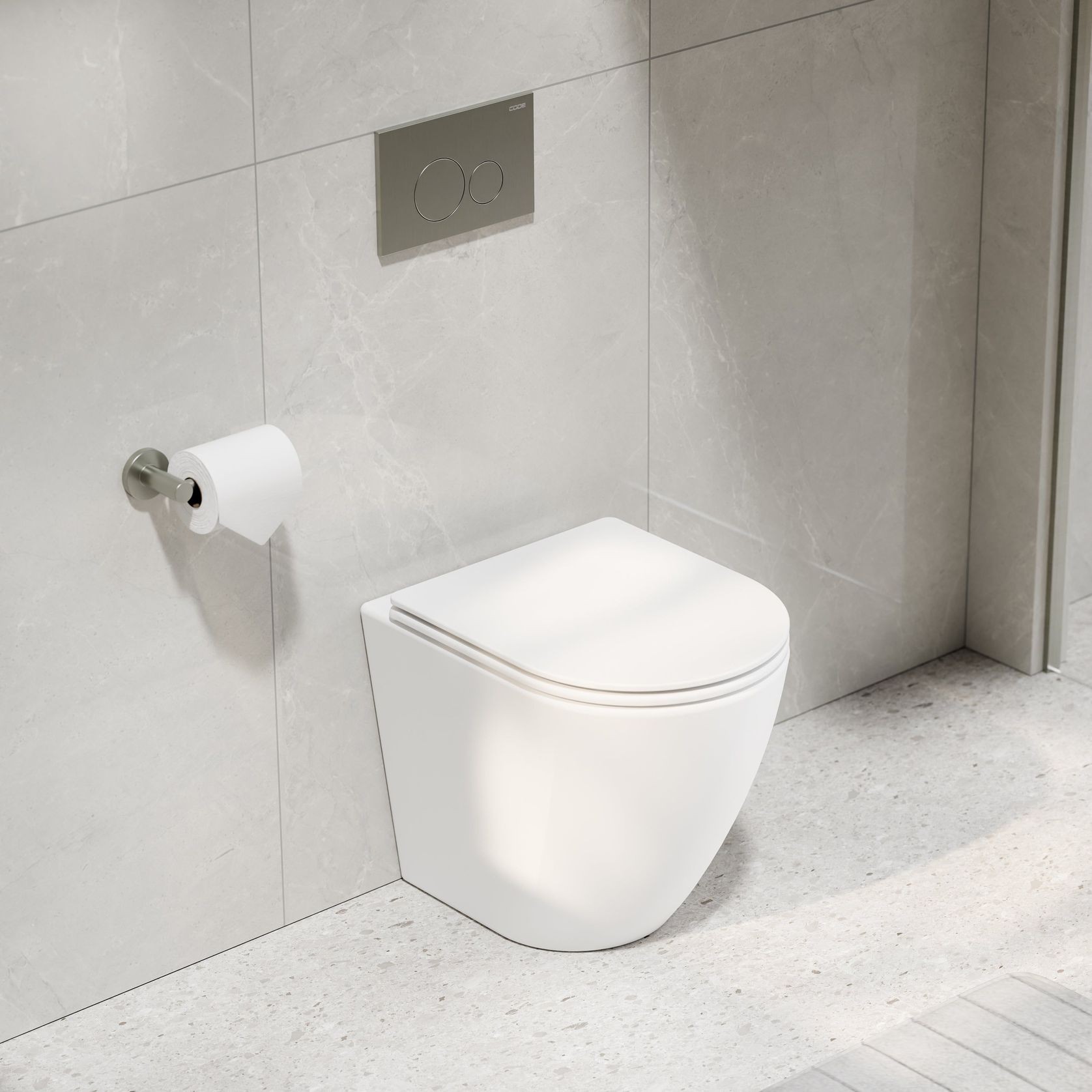 Flow Typhoon Inwall Toilet Suite | Brushed Nickel Btn gallery detail image