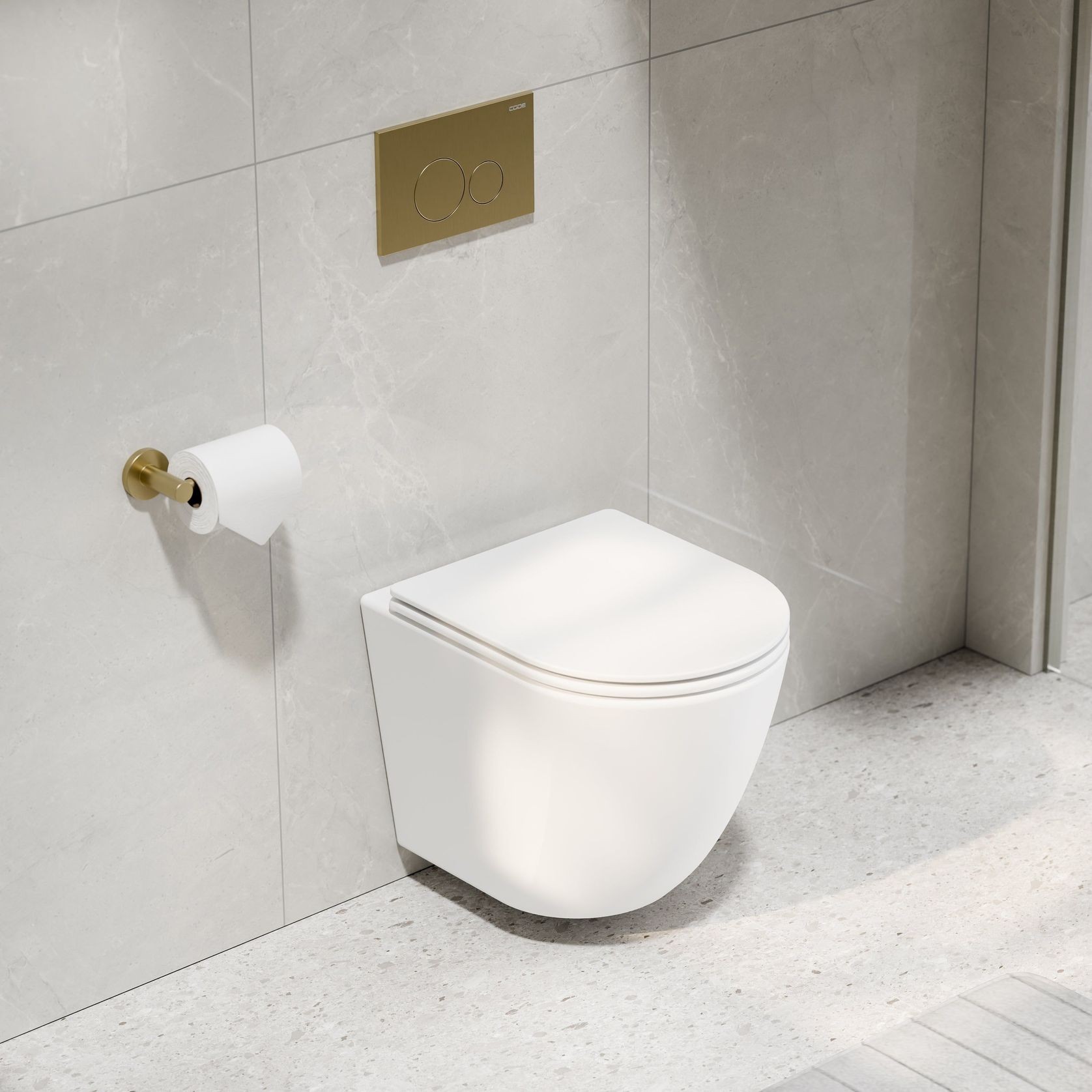 Flow Typhoon Wall Hung Toilet Suite | Brushed Brass Btn gallery detail image