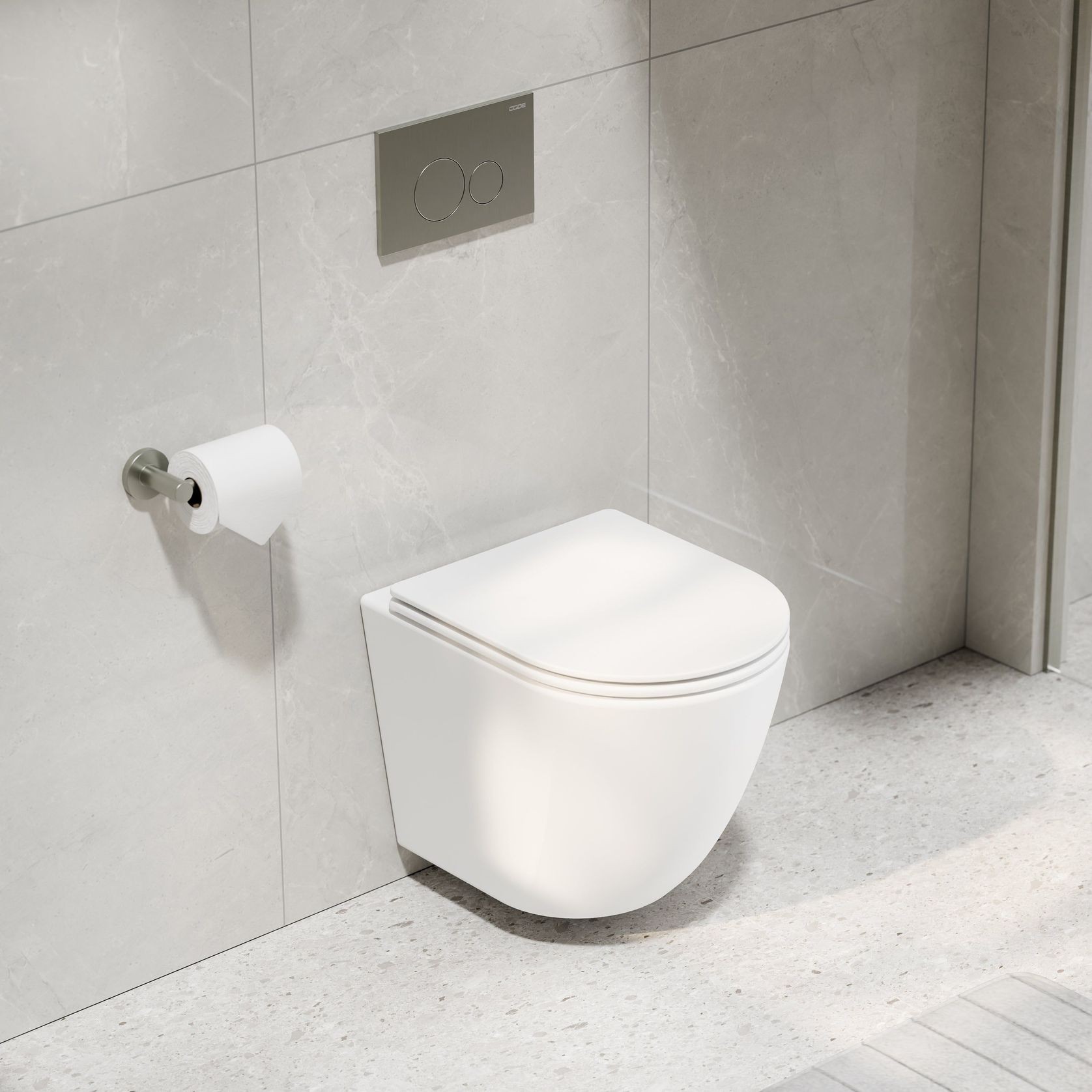 Flow Typhoon Wall Hung Toilet Suite |Brushed Nickel Btn gallery detail image