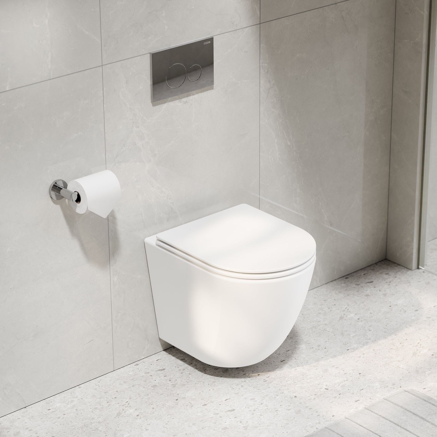 Flow Typhoon Wall Hung Toilet Suite | Chrome Button gallery detail image