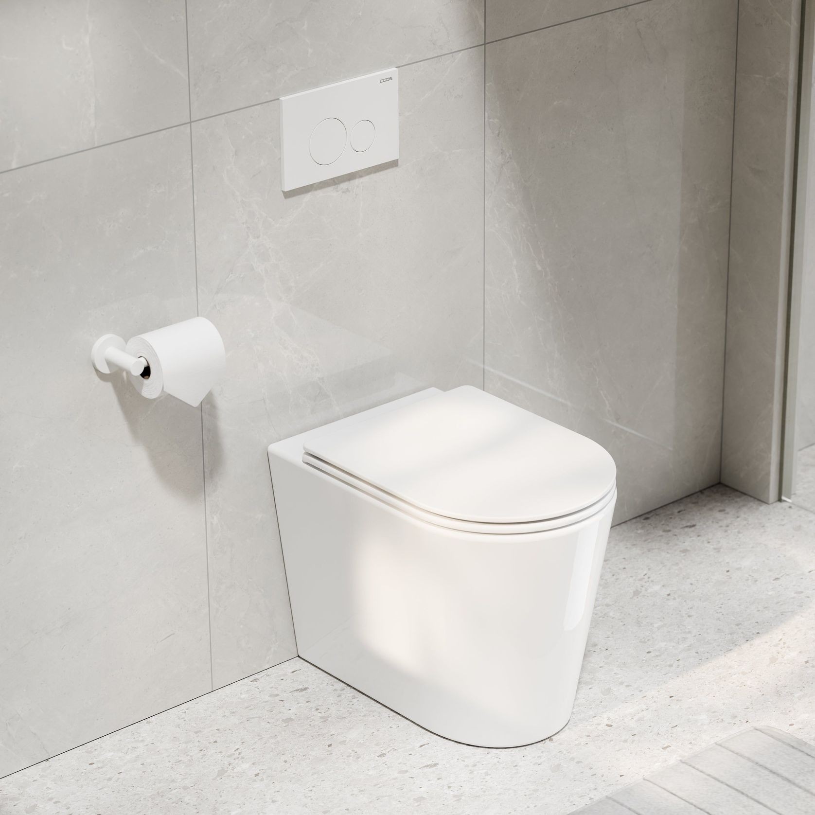 Pure Typhoon Inwall Toilet Suite | Matte White Button gallery detail image