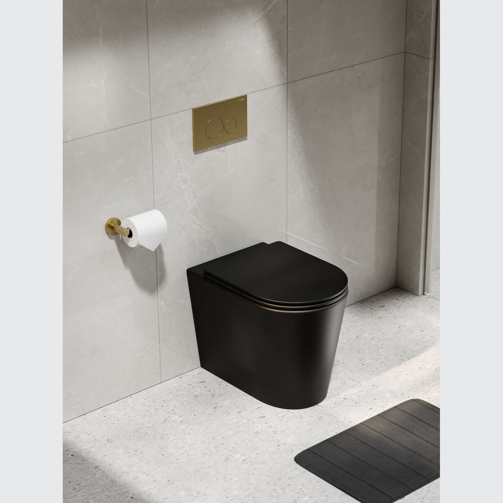 Pure Typhoon Inwall Toilet Suite | Brushed Brass Button gallery detail image
