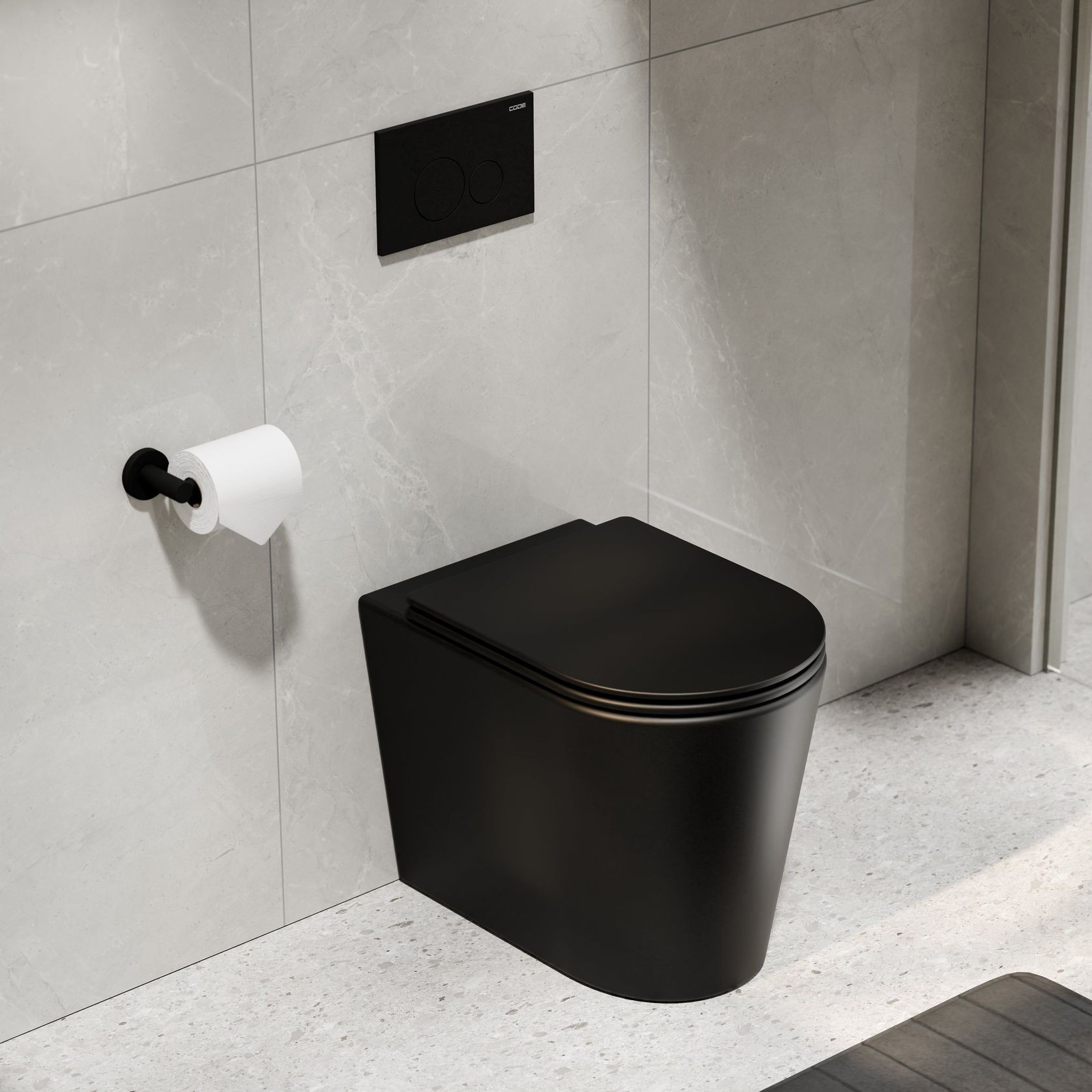 Pure Typhoon Inwall Toilet Suite | Matte Black Button gallery detail image