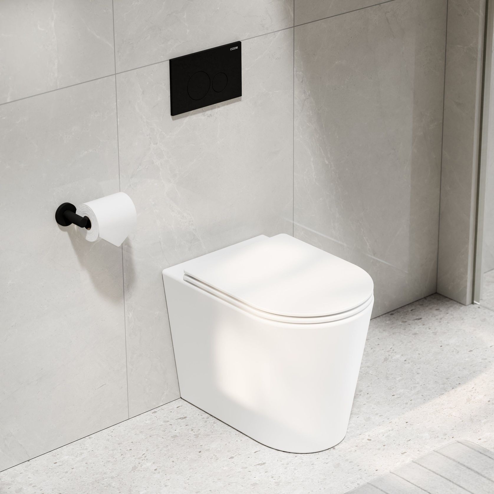 Pure Typhoon Inwall Toilet Suite | Matte Black Button gallery detail image