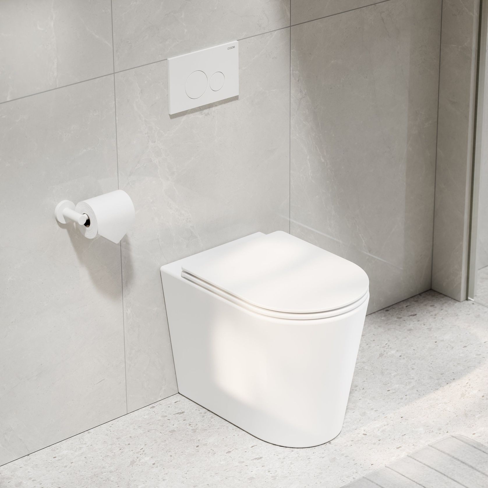 Pure Typhoon Inwall Toilet Suite | Matte White Button gallery detail image