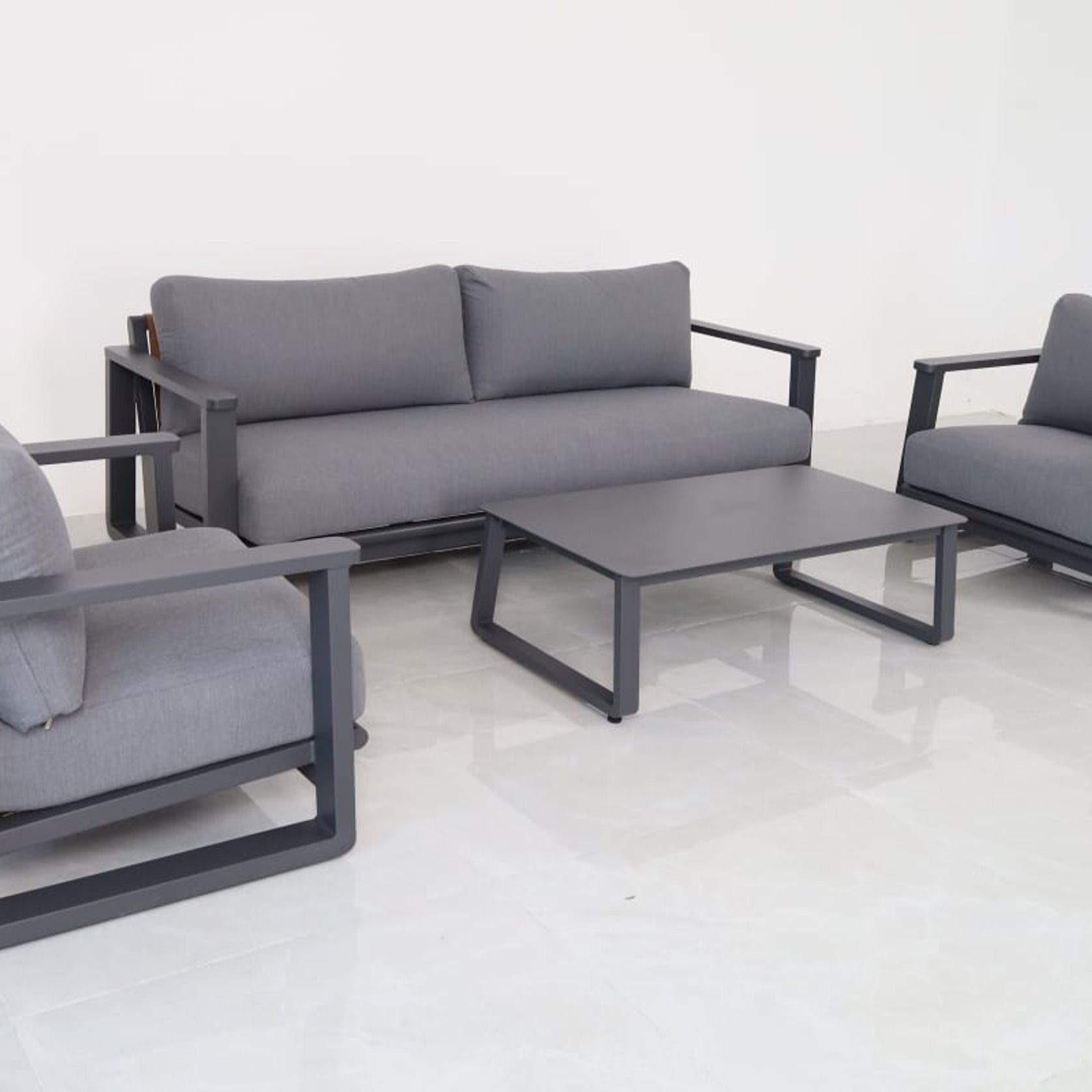 Tuscany 4pc Aluminium Outdoor Lounge Set | Gunmetal gallery detail image