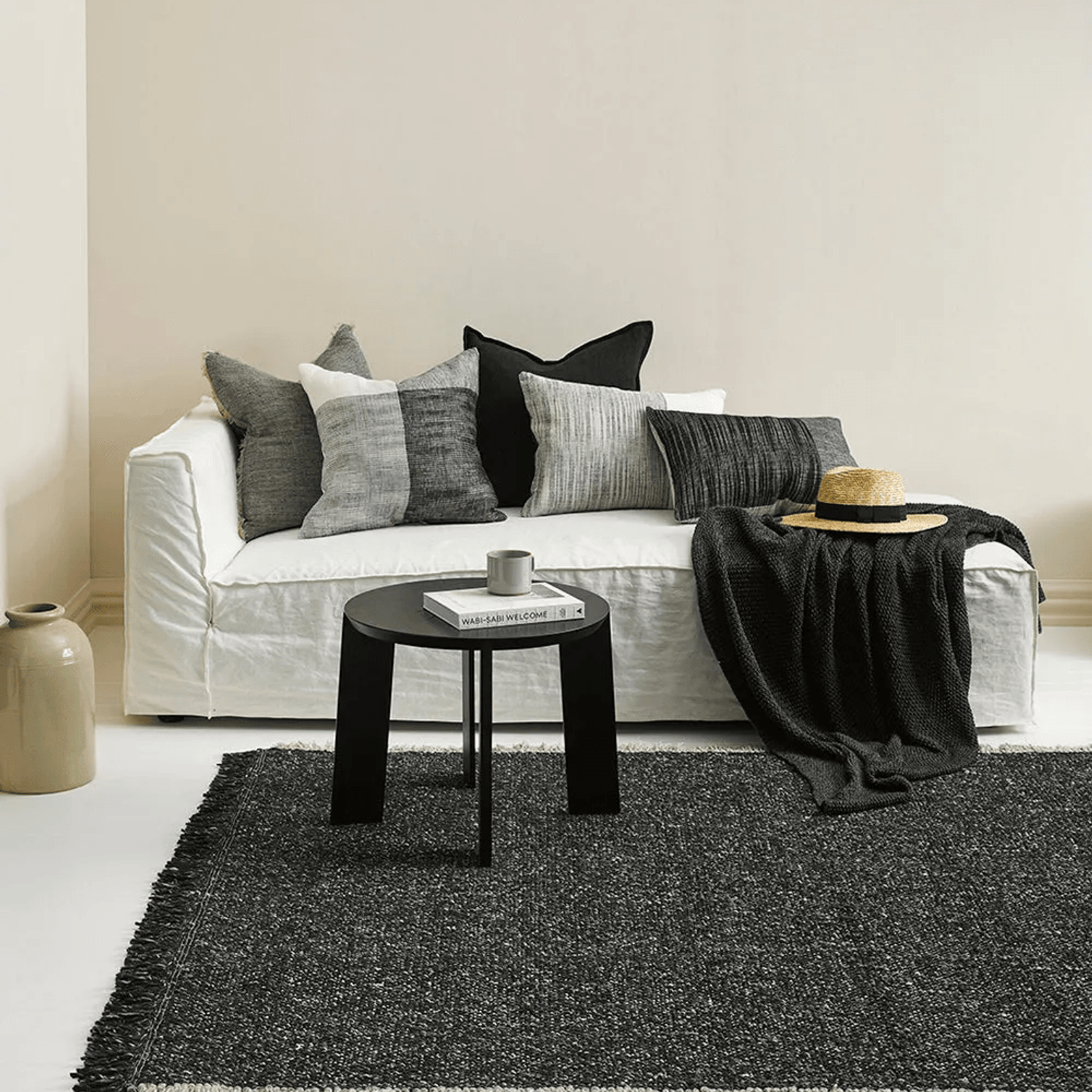 Baya Ulster Floor Rug - Black/Natural | Three Sizes gallery detail image