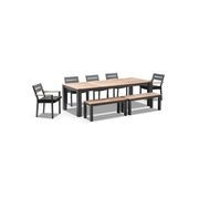 Balmoral Teak Top Table w/ 2 Bench Seats & 5 Chairs gallery detail image