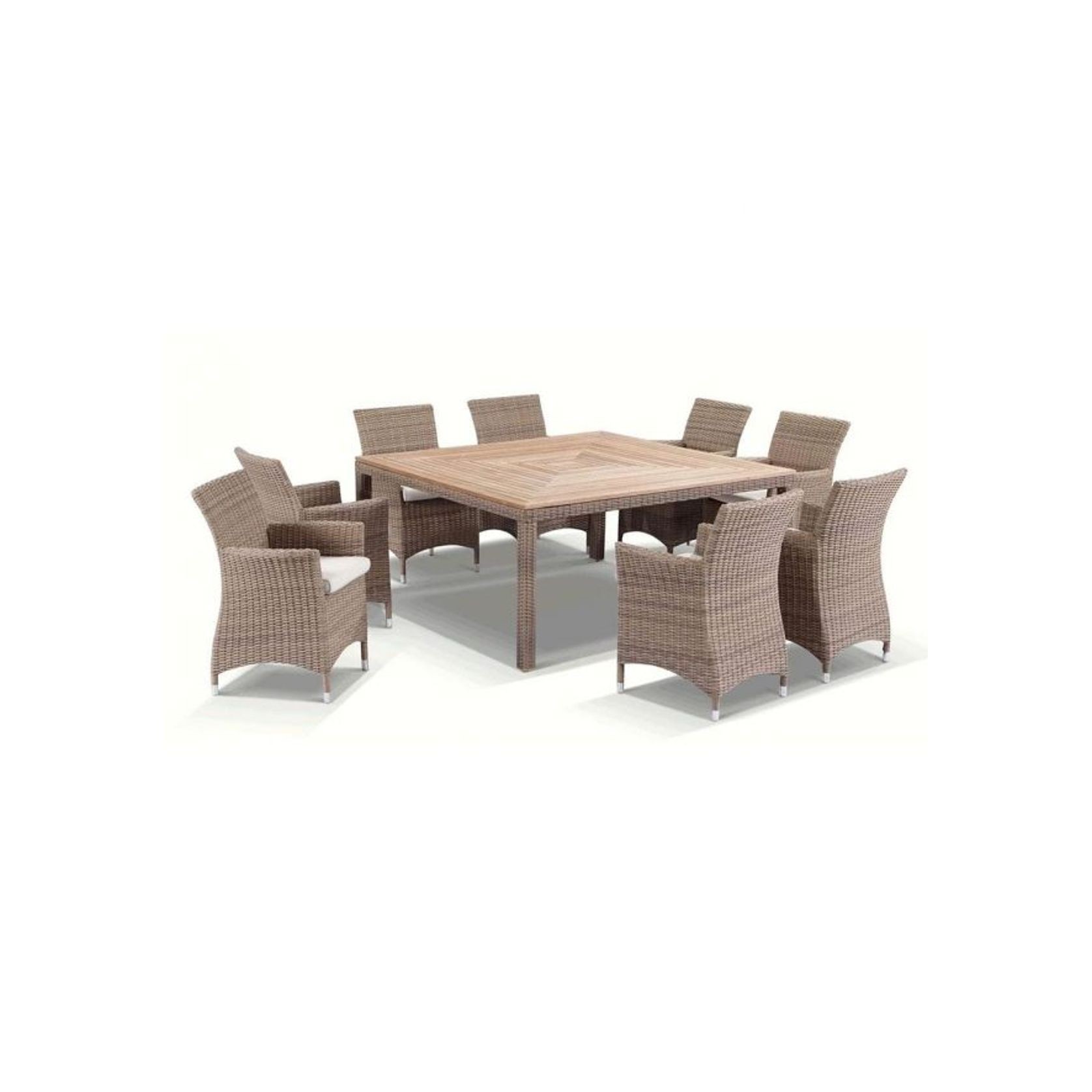 Sahara 8 Square Dining Setting In Half Round Wicker gallery detail image