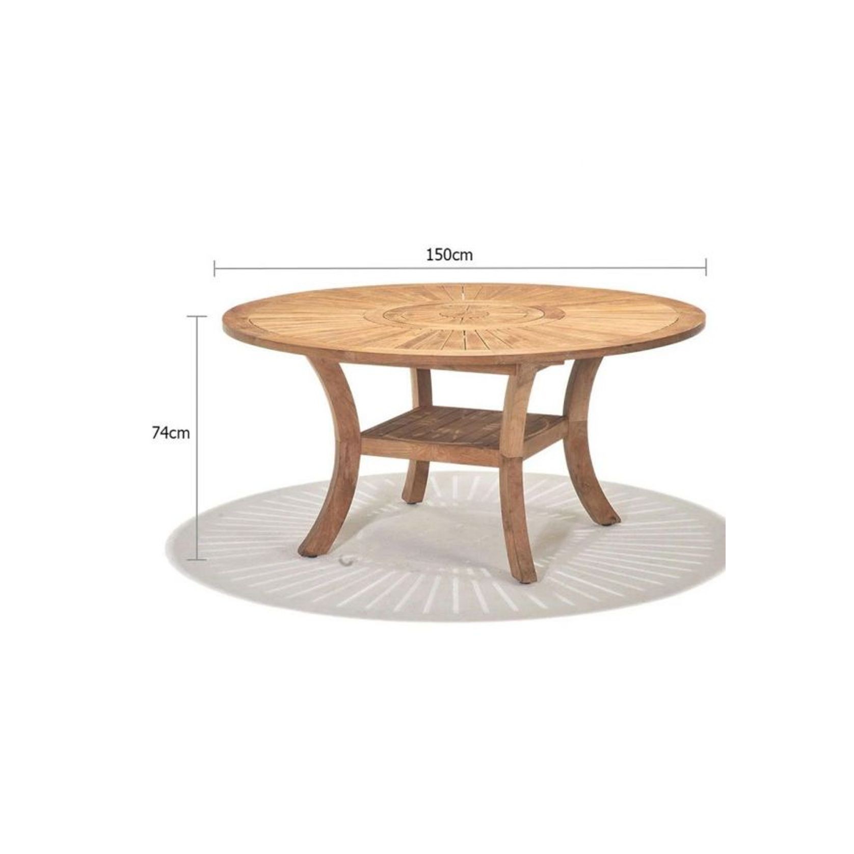 Solomon Round Teak Outdoor Dining Table w/ Lazy Susan gallery detail image