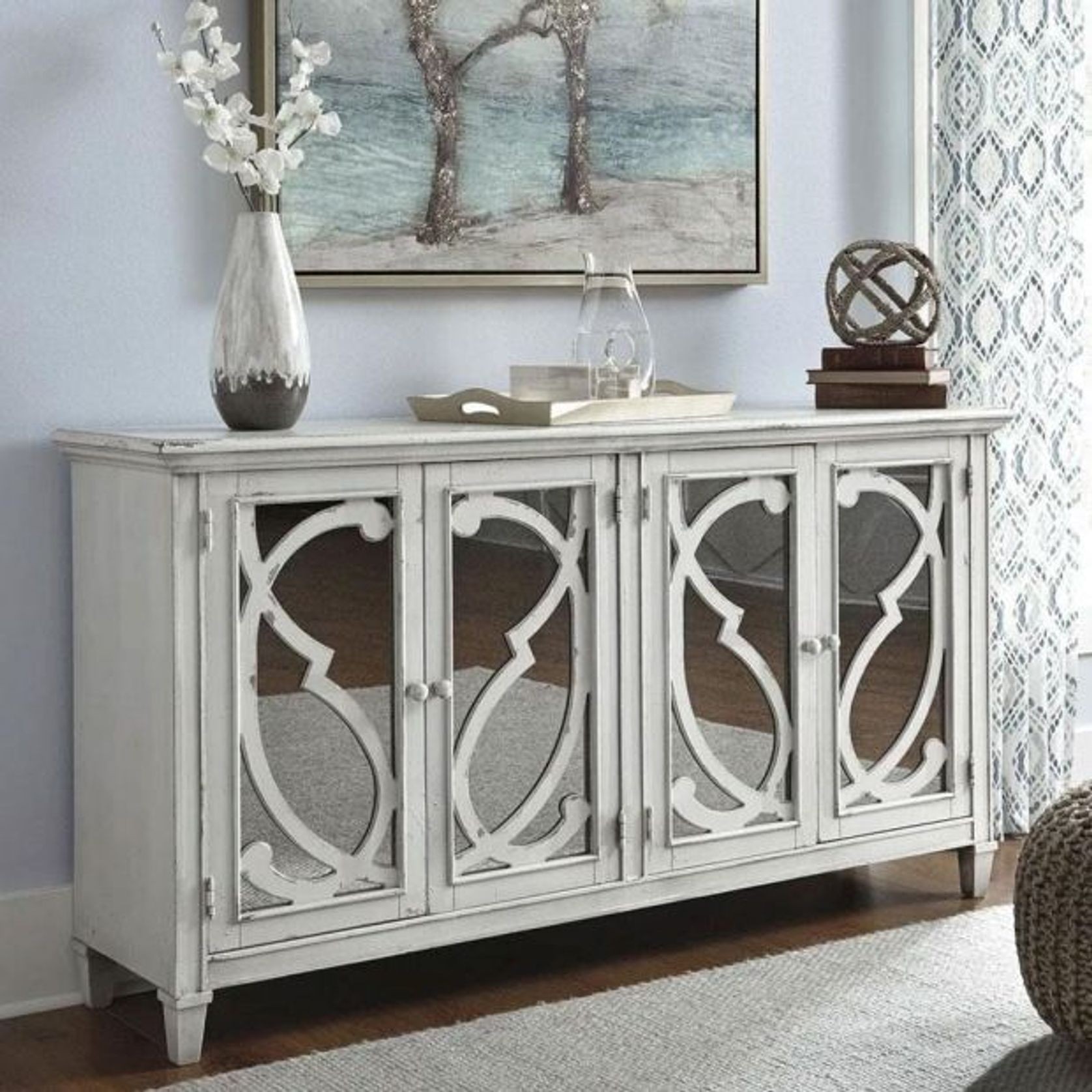 Avery Antique White Timber Mirror Buffet Sideboard gallery detail image