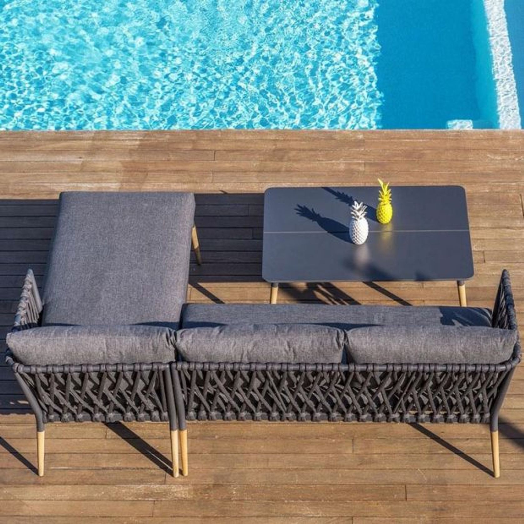 Silas Outdoor Chaise Lounge Set w/ Coffee Table gallery detail image