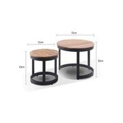 Balmoral Round Industrial Teak Top Coffee Table Set gallery detail image